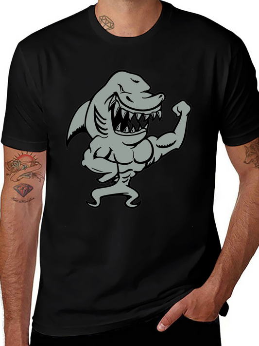 Shark Bodybuilder Graphic Tee - Black