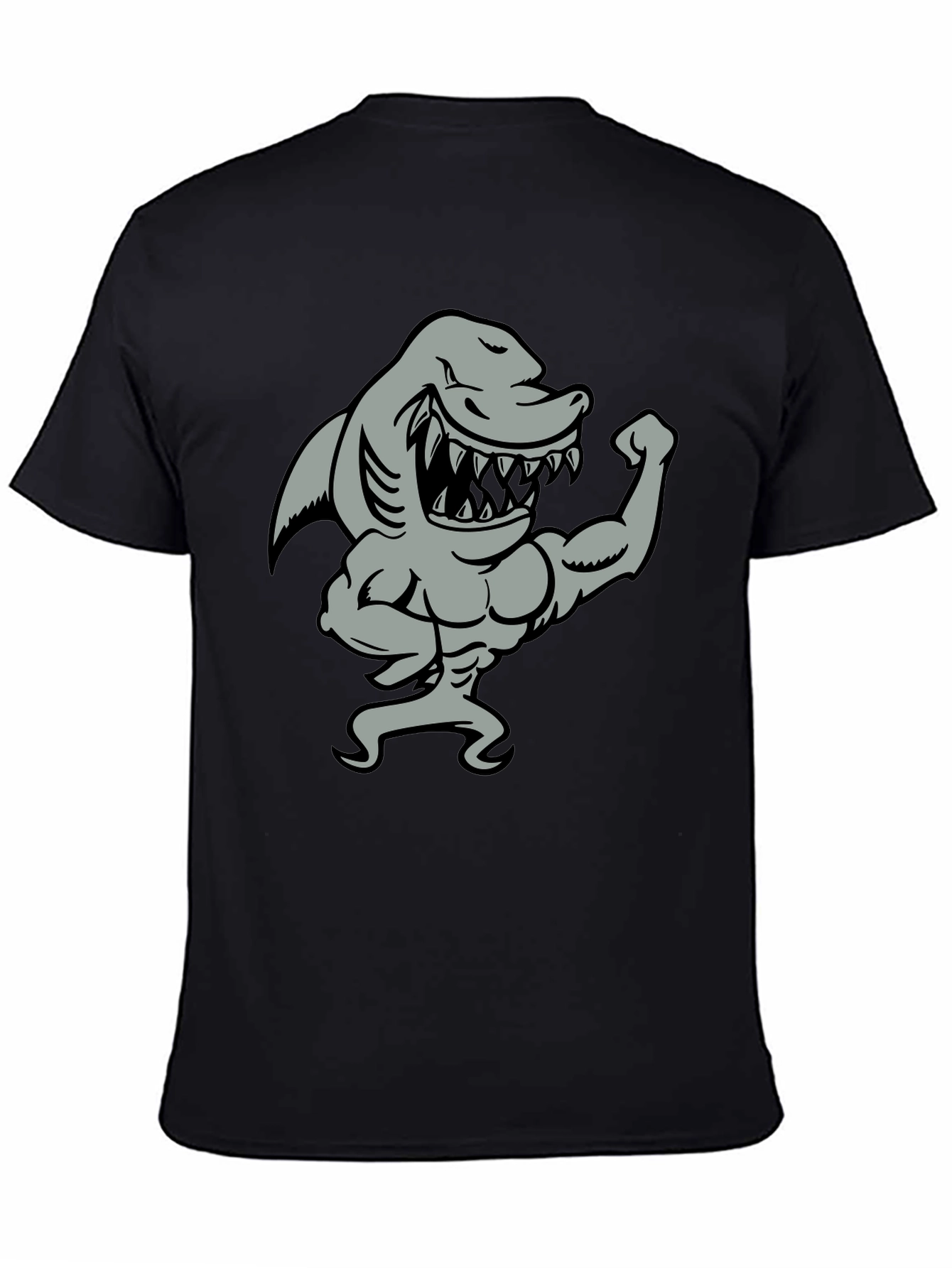 Shark Bodybuilder Graphic Tee - Black