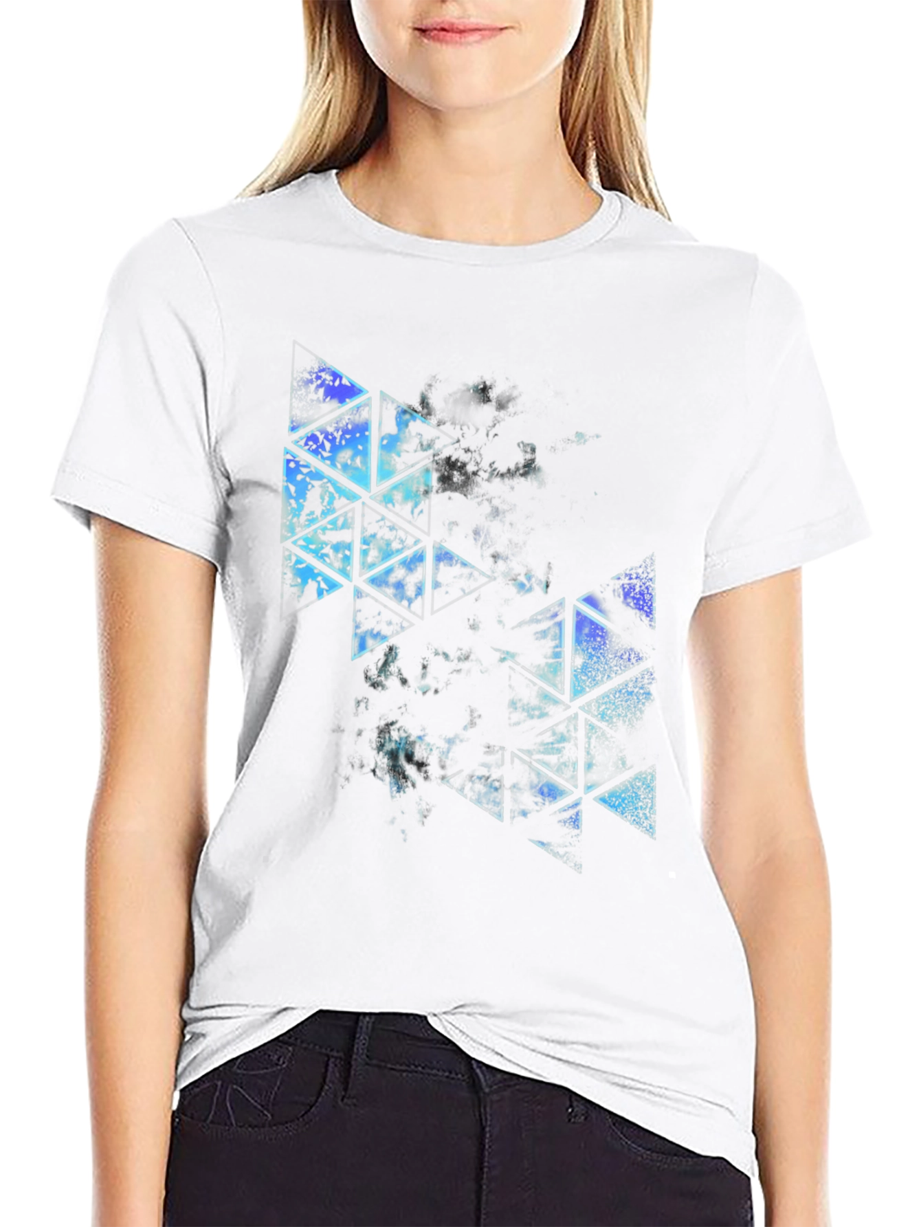 Abstract Triangle Graphic Black T-Shirt