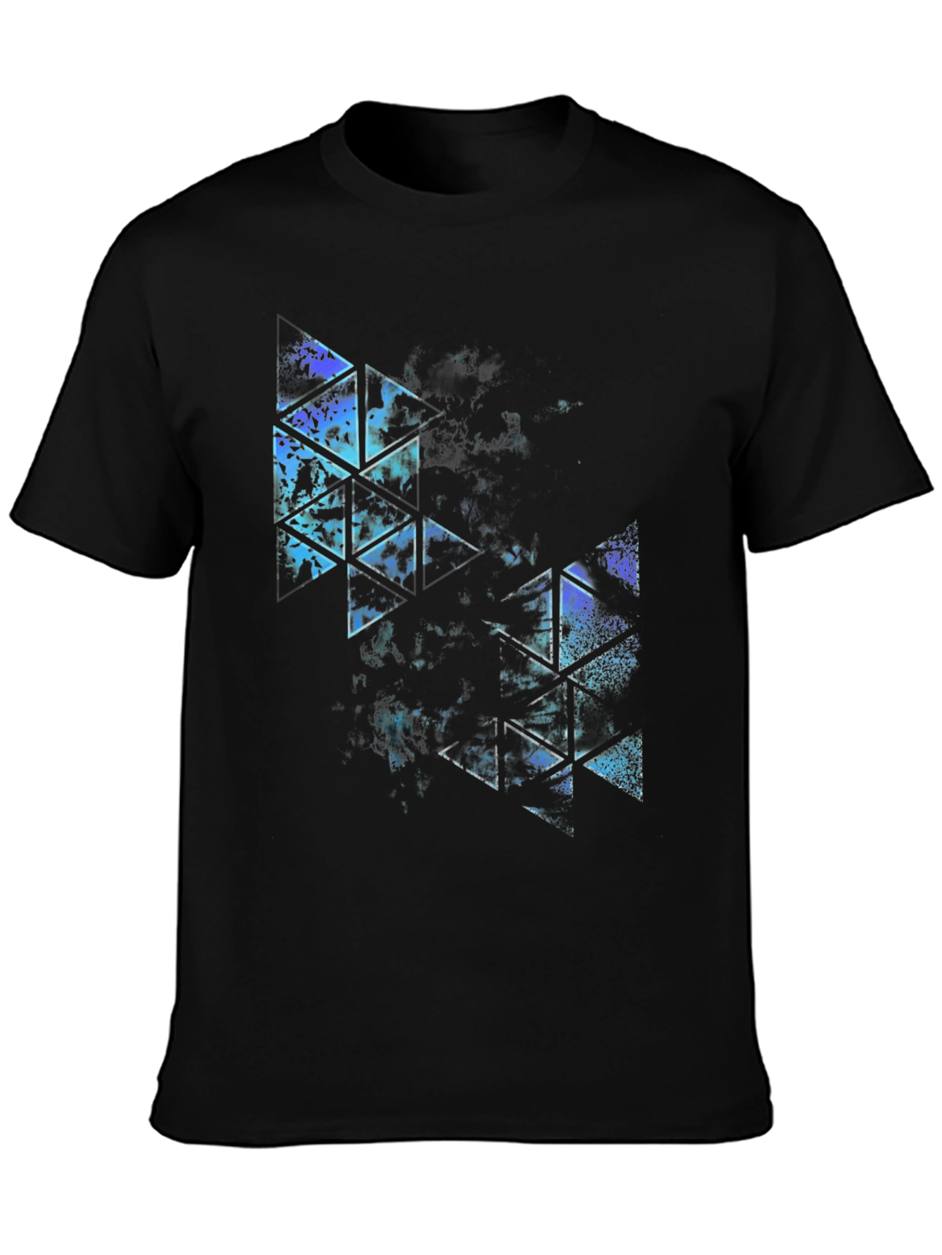 Abstract Triangle Graphic Black T-Shirt