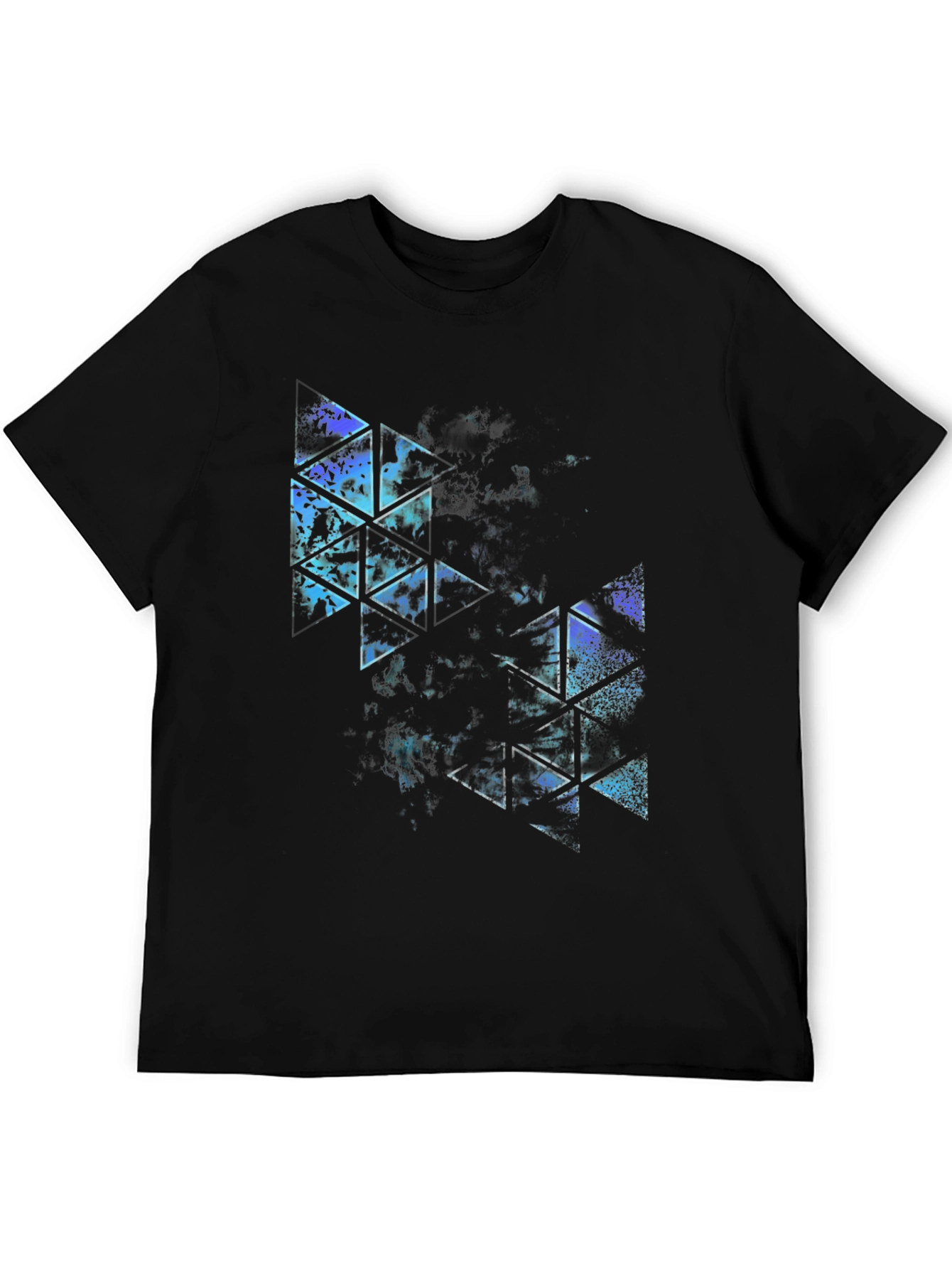 Abstract Triangle Graphic Black T-Shirt