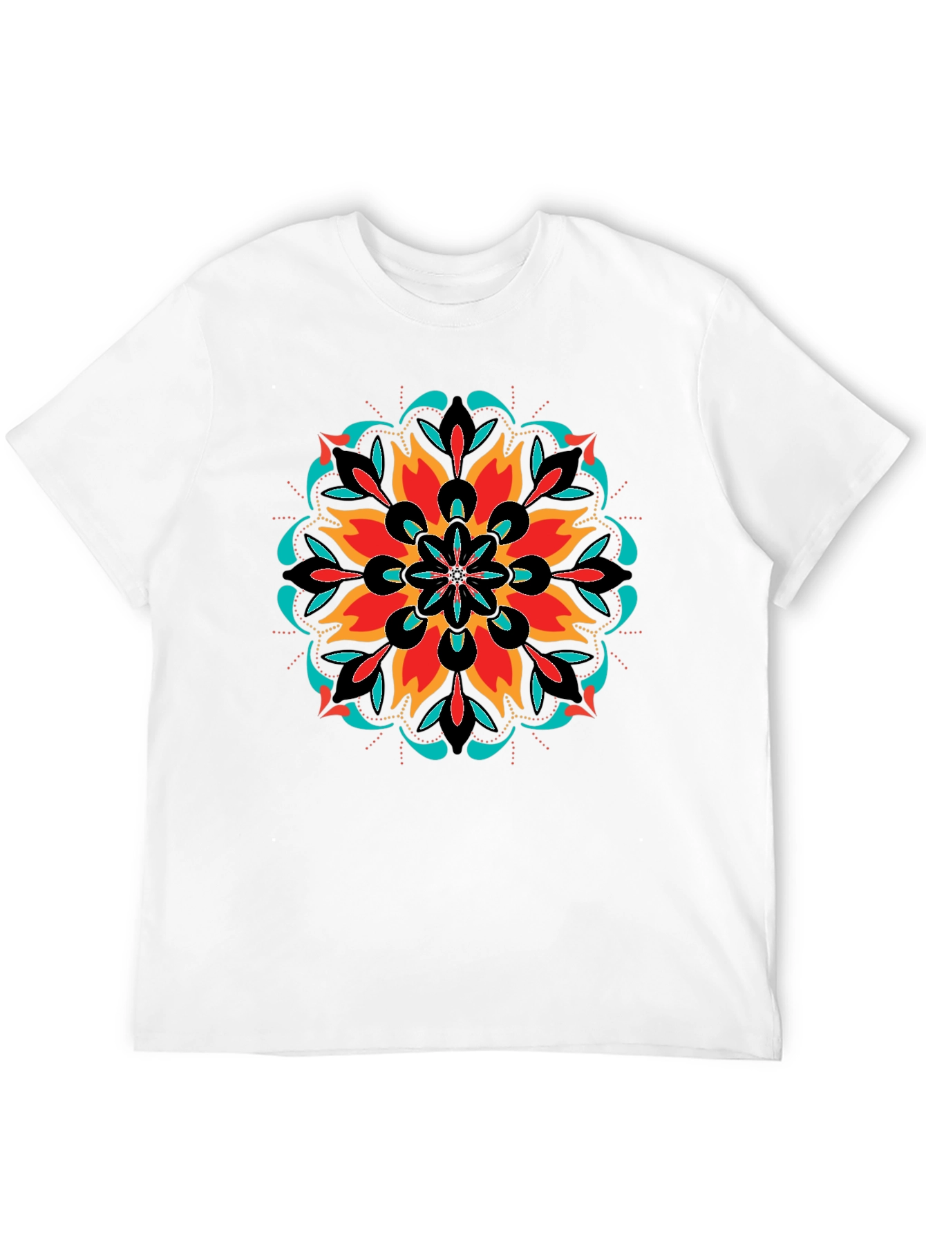 Vibrant Mandala Graphic Black T-Shirt