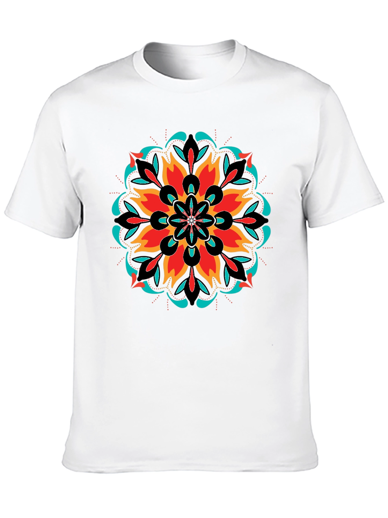 Vibrant Mandala Graphic Black T-Shirt