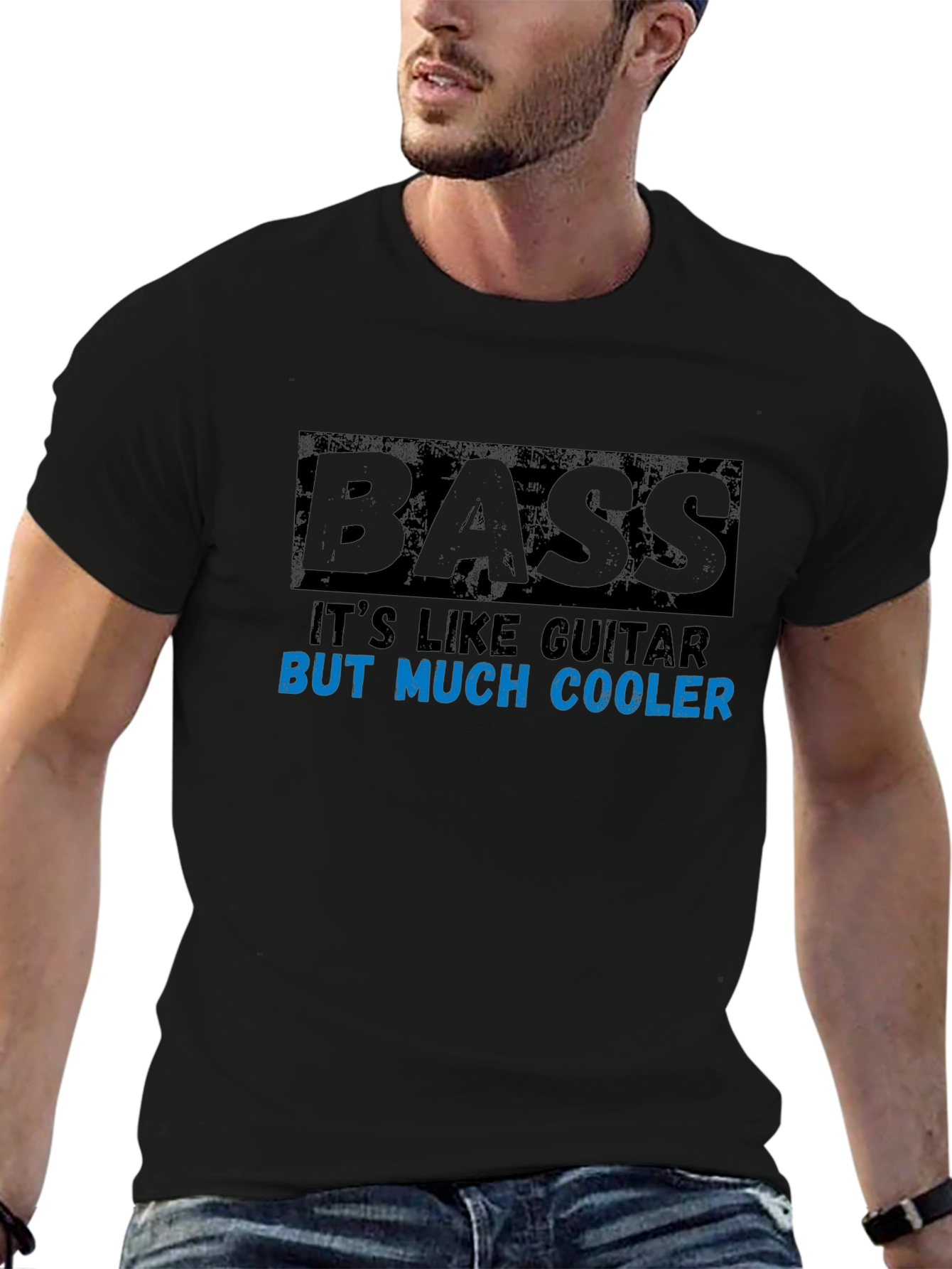 Bass Guitar Much Cooler Black Graphic T-Shirt
