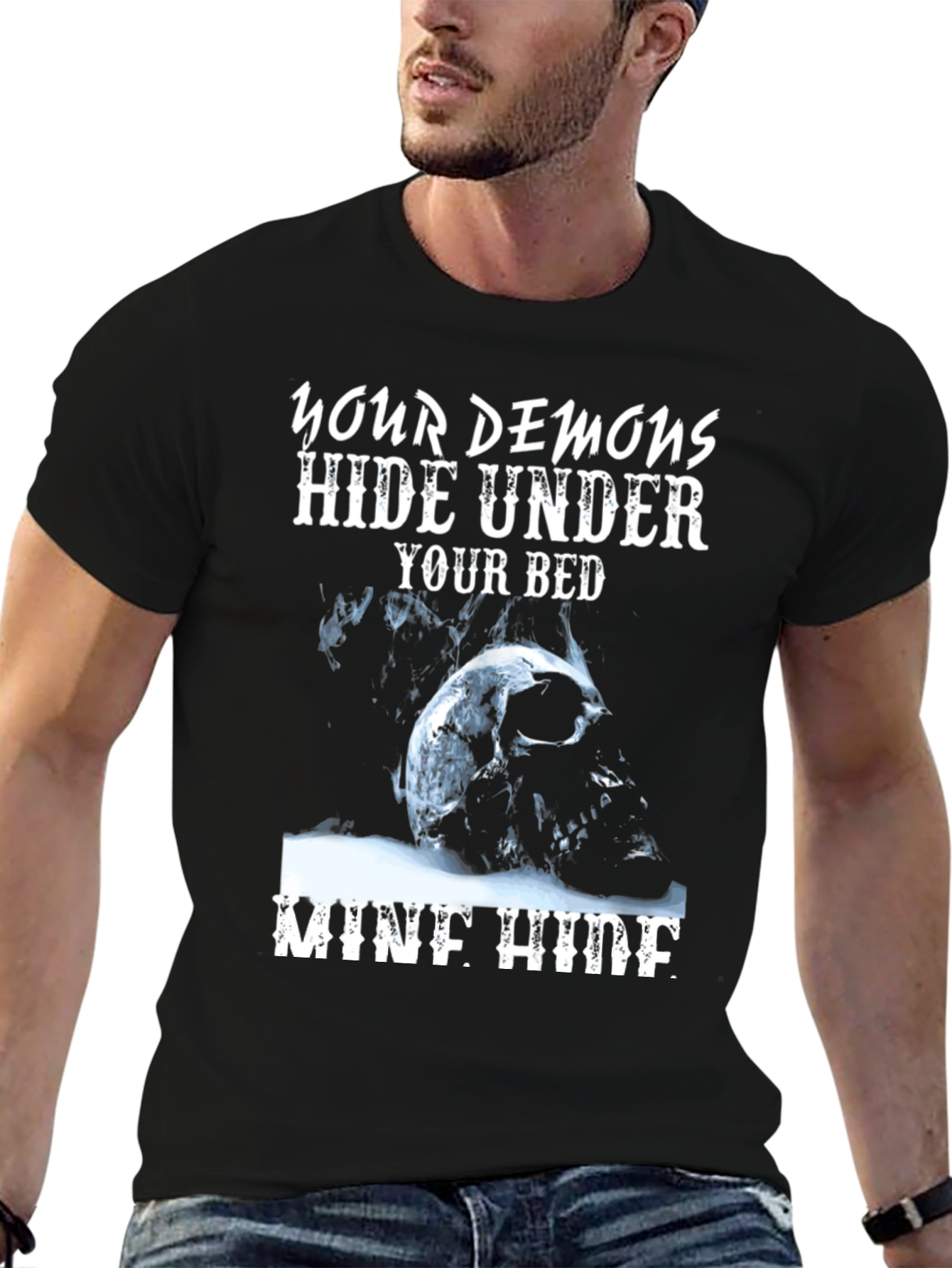 Demons Under Bed Graphic Tee - Mens Black T-Shirt