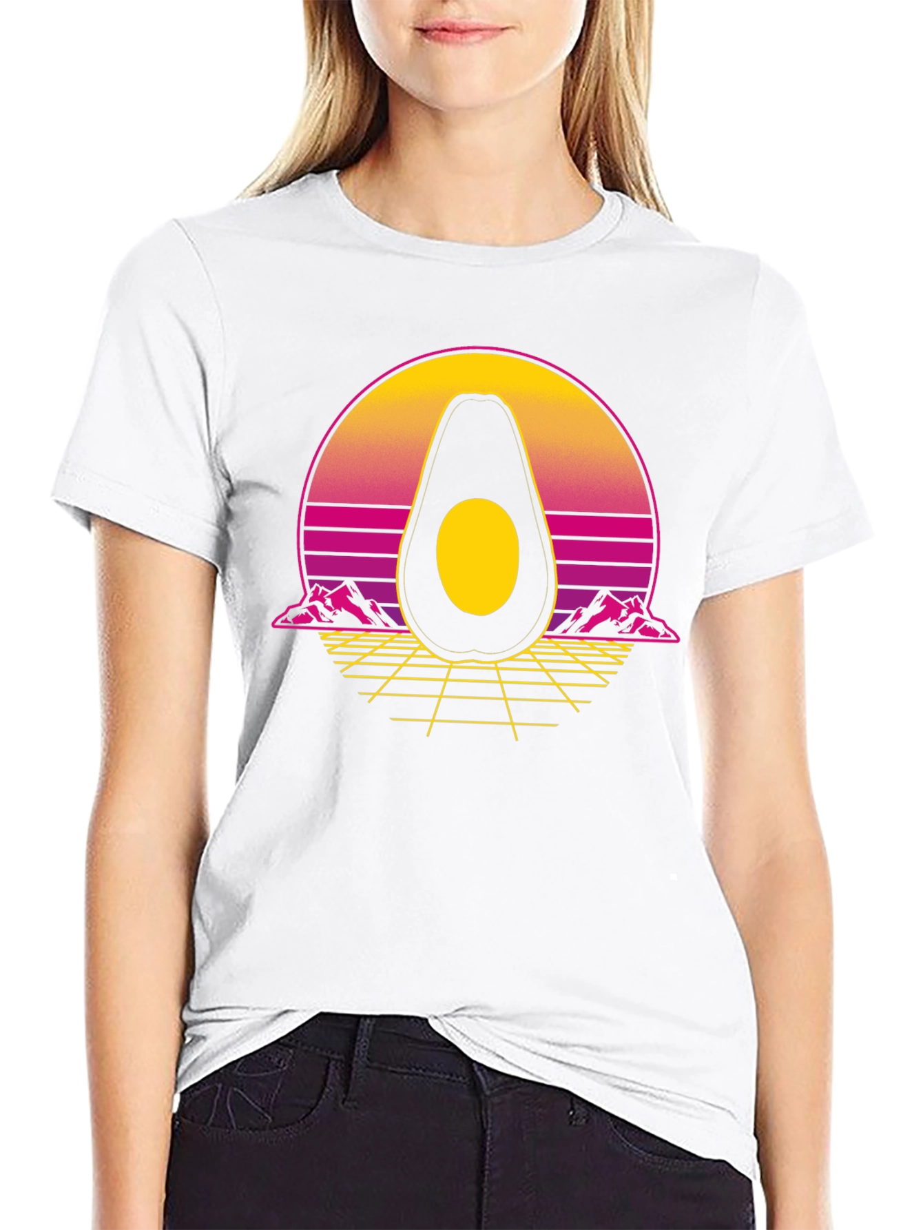 Retro Avocado Graphic Tee - Black