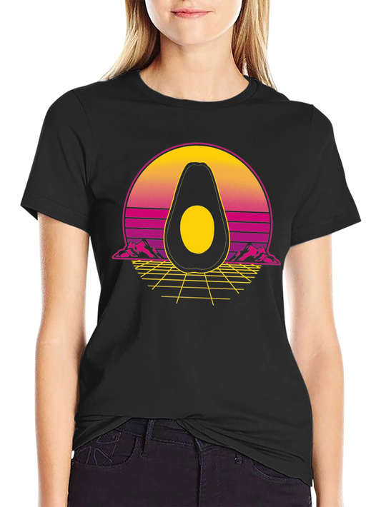 Retro Avocado Graphic Tee - Black