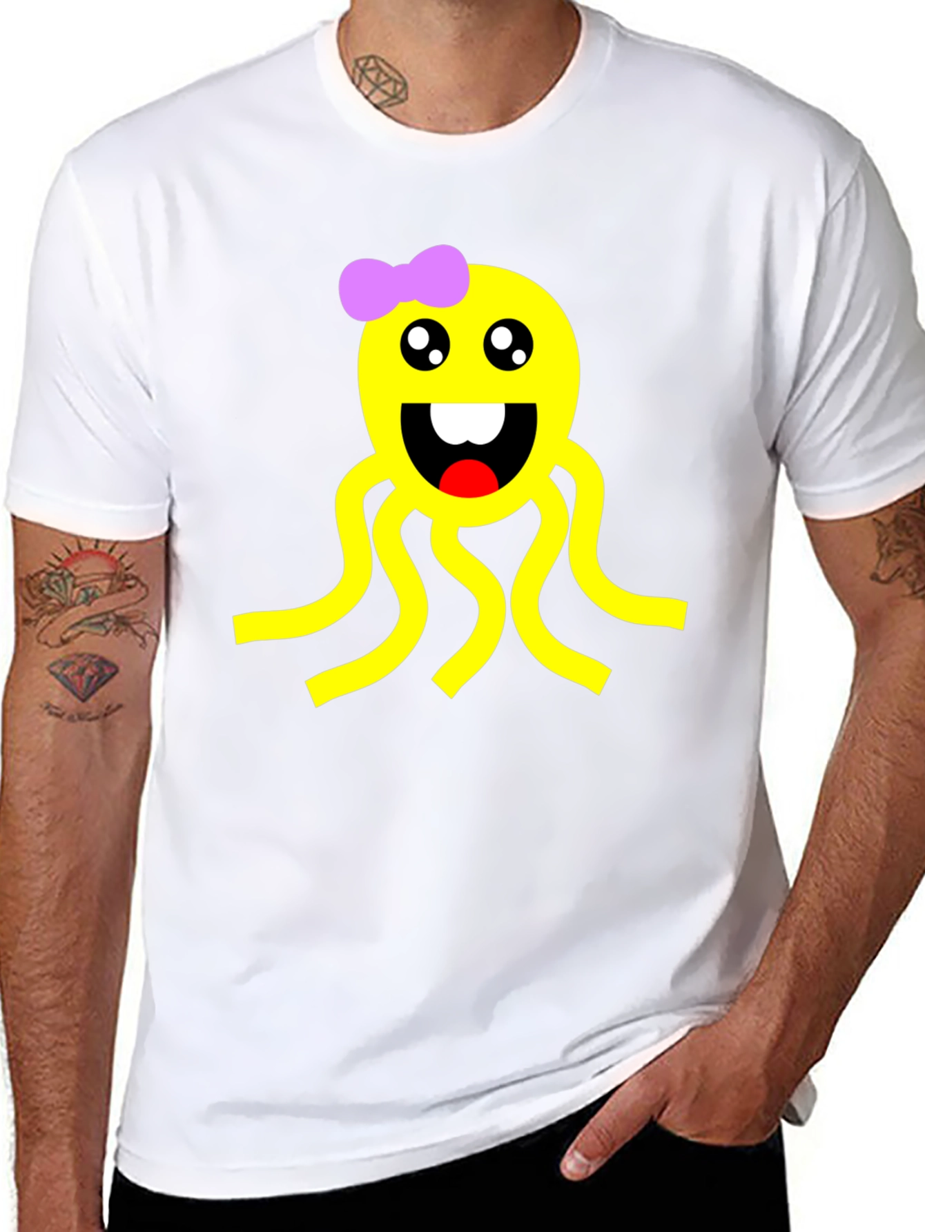 Cute Octopus Graphic Black T-Shirt