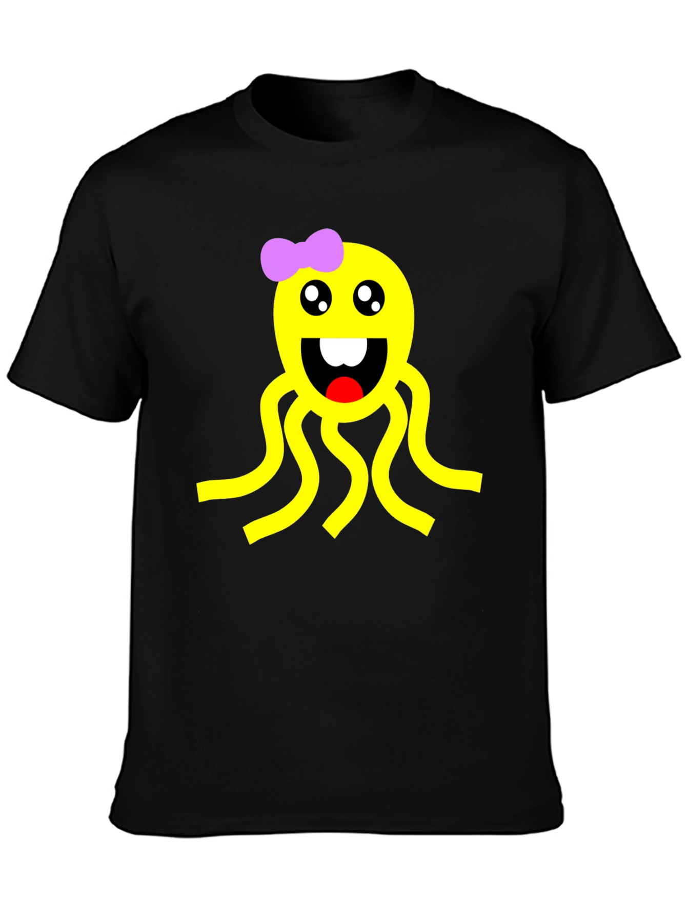 Cute Octopus Graphic Black T-Shirt
