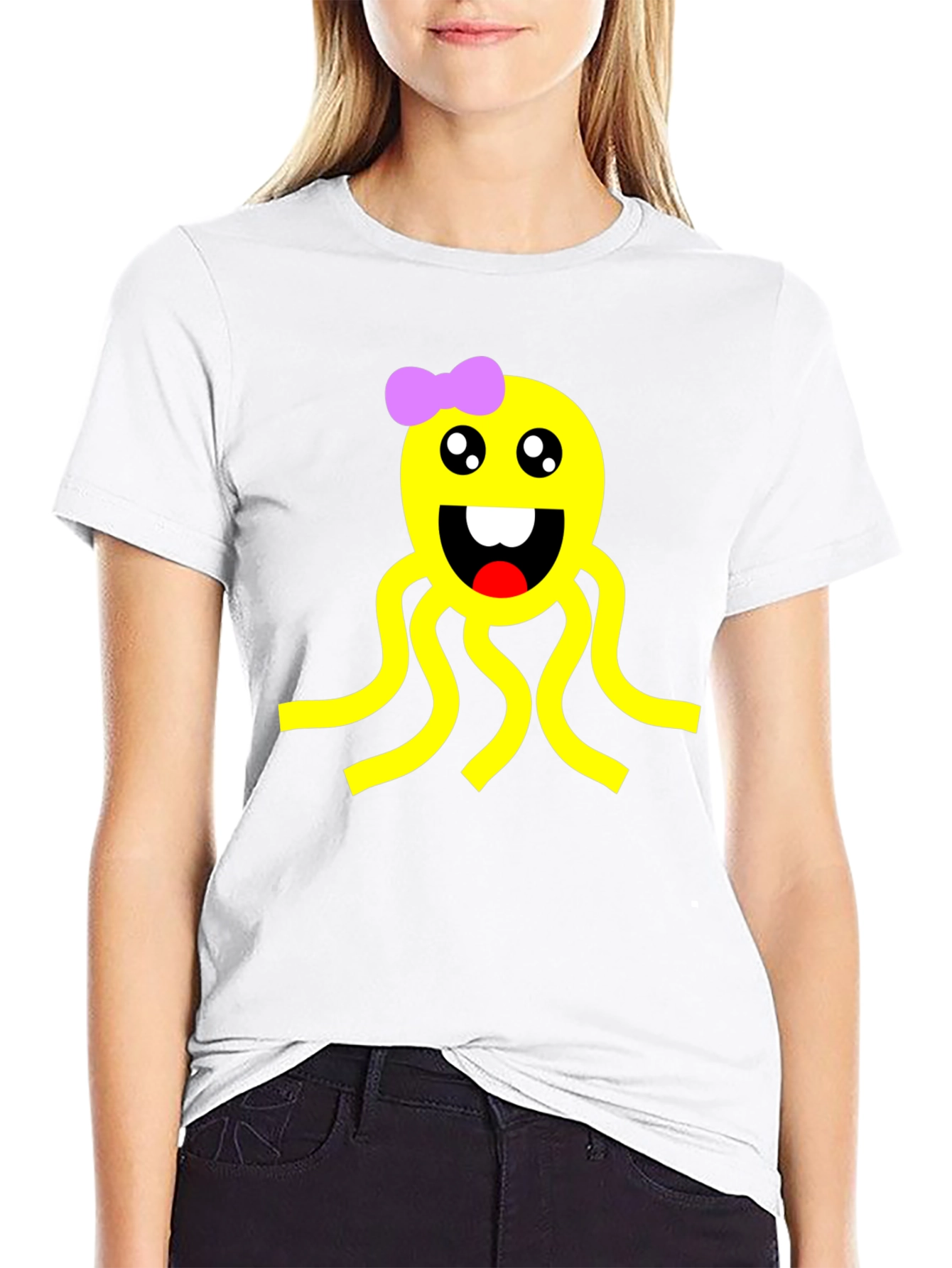 Cute Octopus Graphic Black T-Shirt