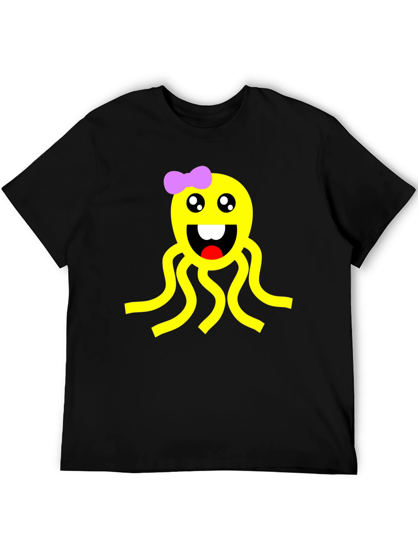 Cute Octopus Graphic Black T-Shirt