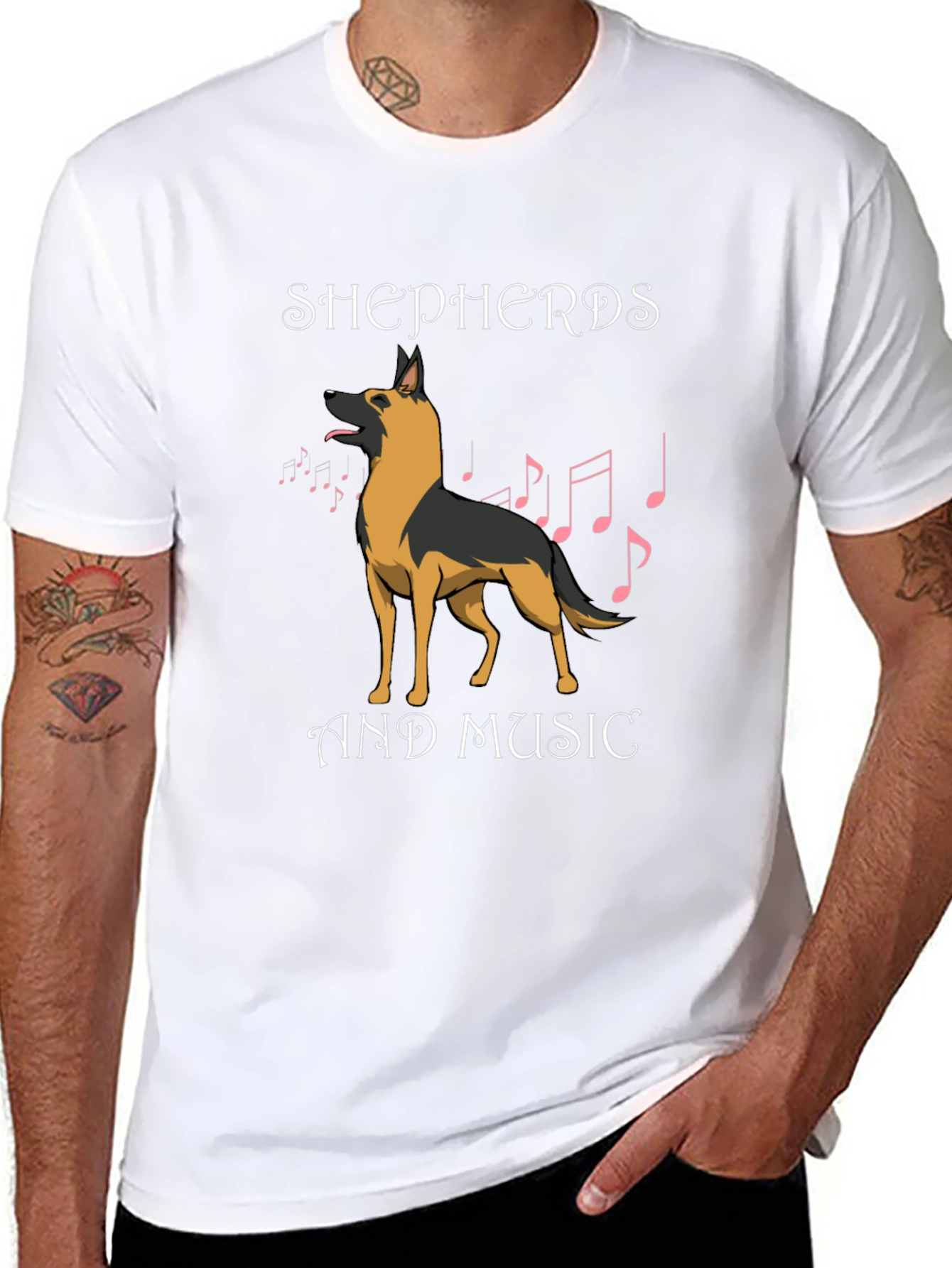 Shepherds and Music T-Shirt - Dog Lover Tee
