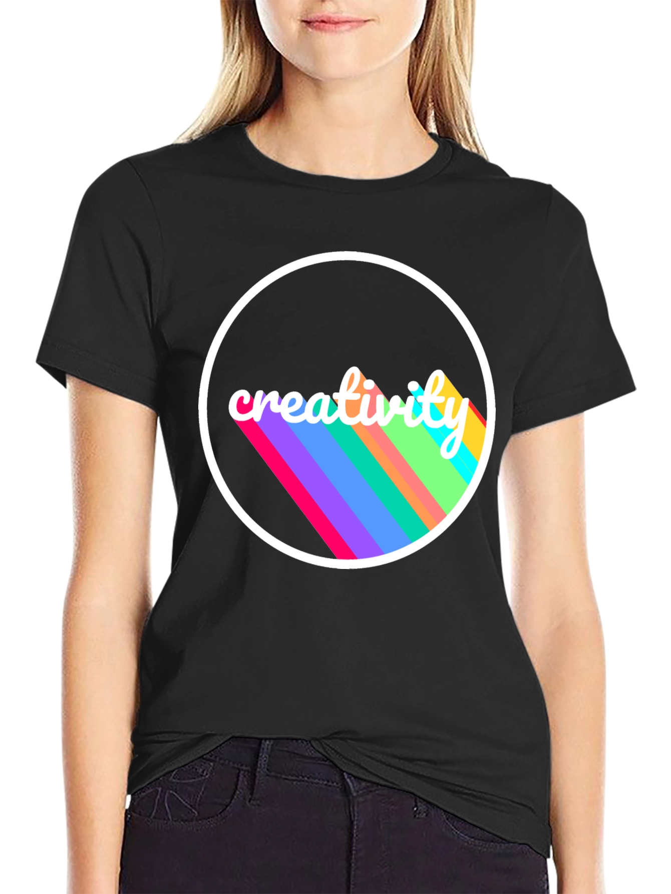 Creative Vision Tee - Black Cotton Graphic T-Shirt