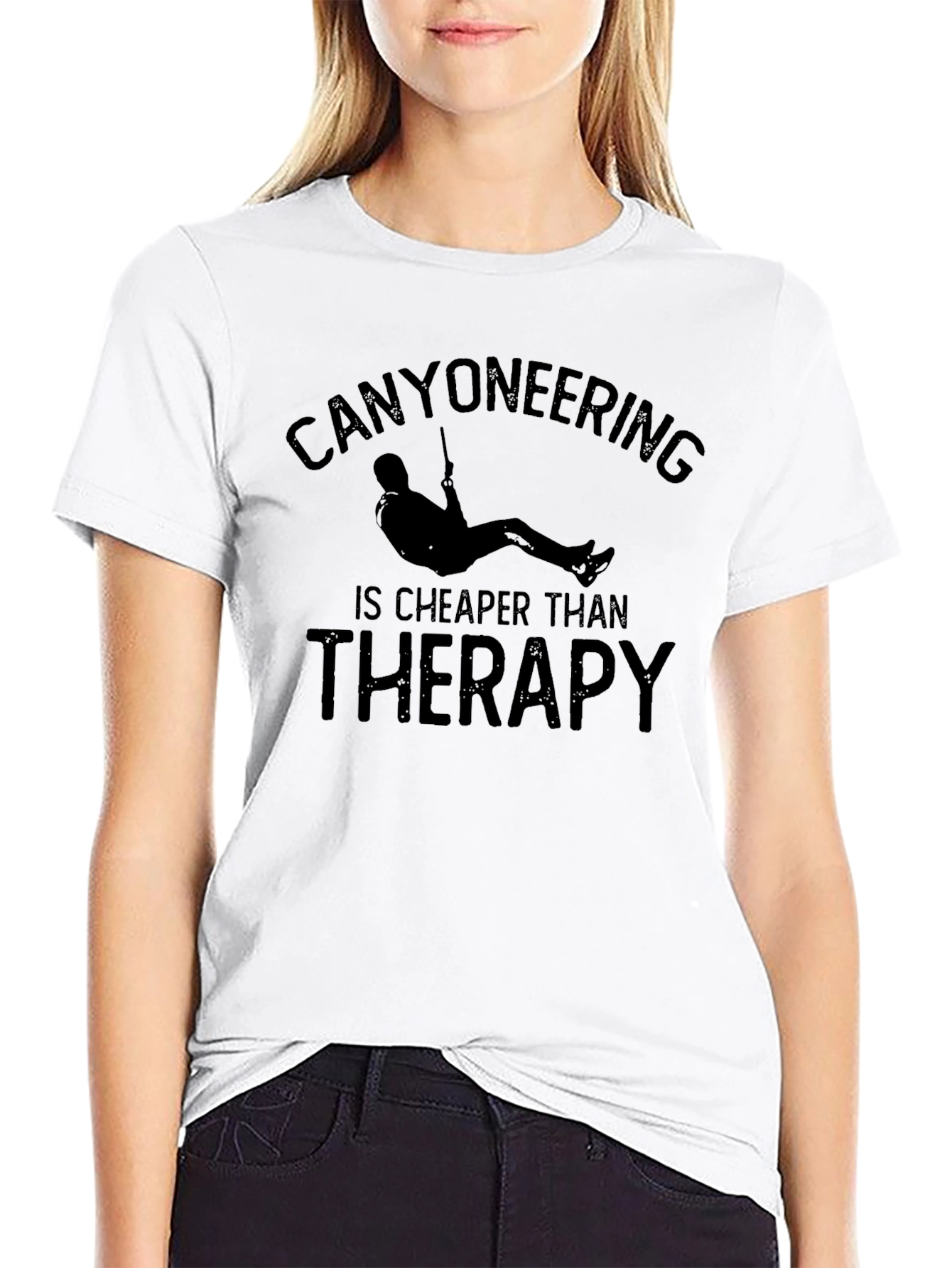 Canyoneering Cheaper Than Therapy Black T-Shirt