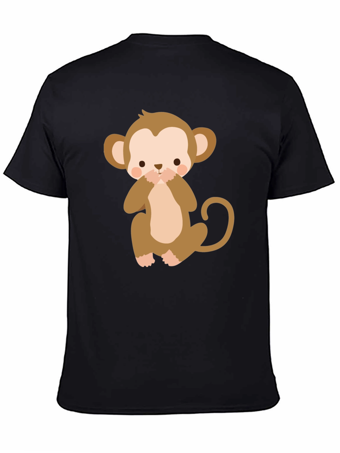 Cute Monkey Graphic Tee - Black Cotton T-Shirt