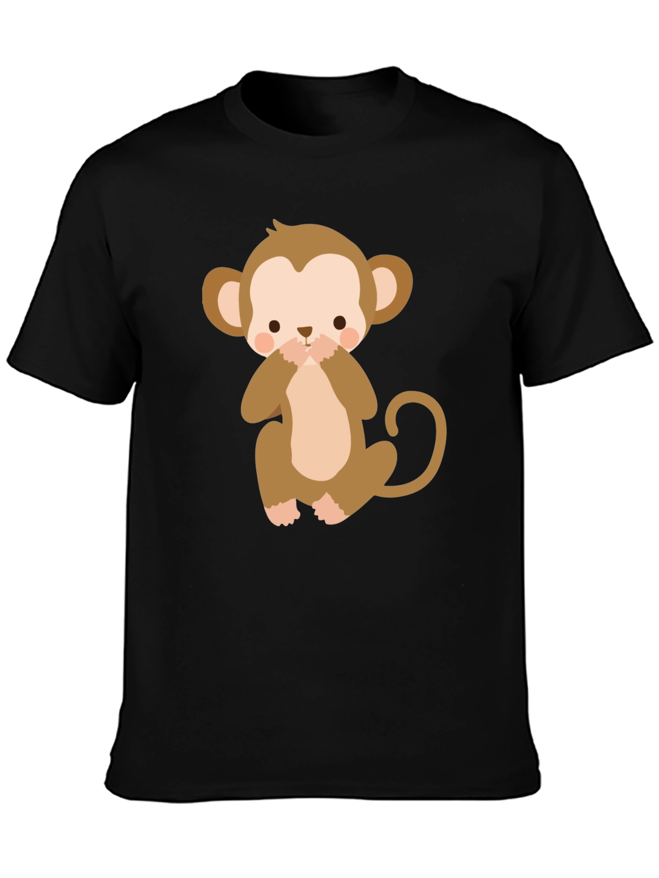 Cute Monkey Graphic Tee - Black Cotton T-Shirt