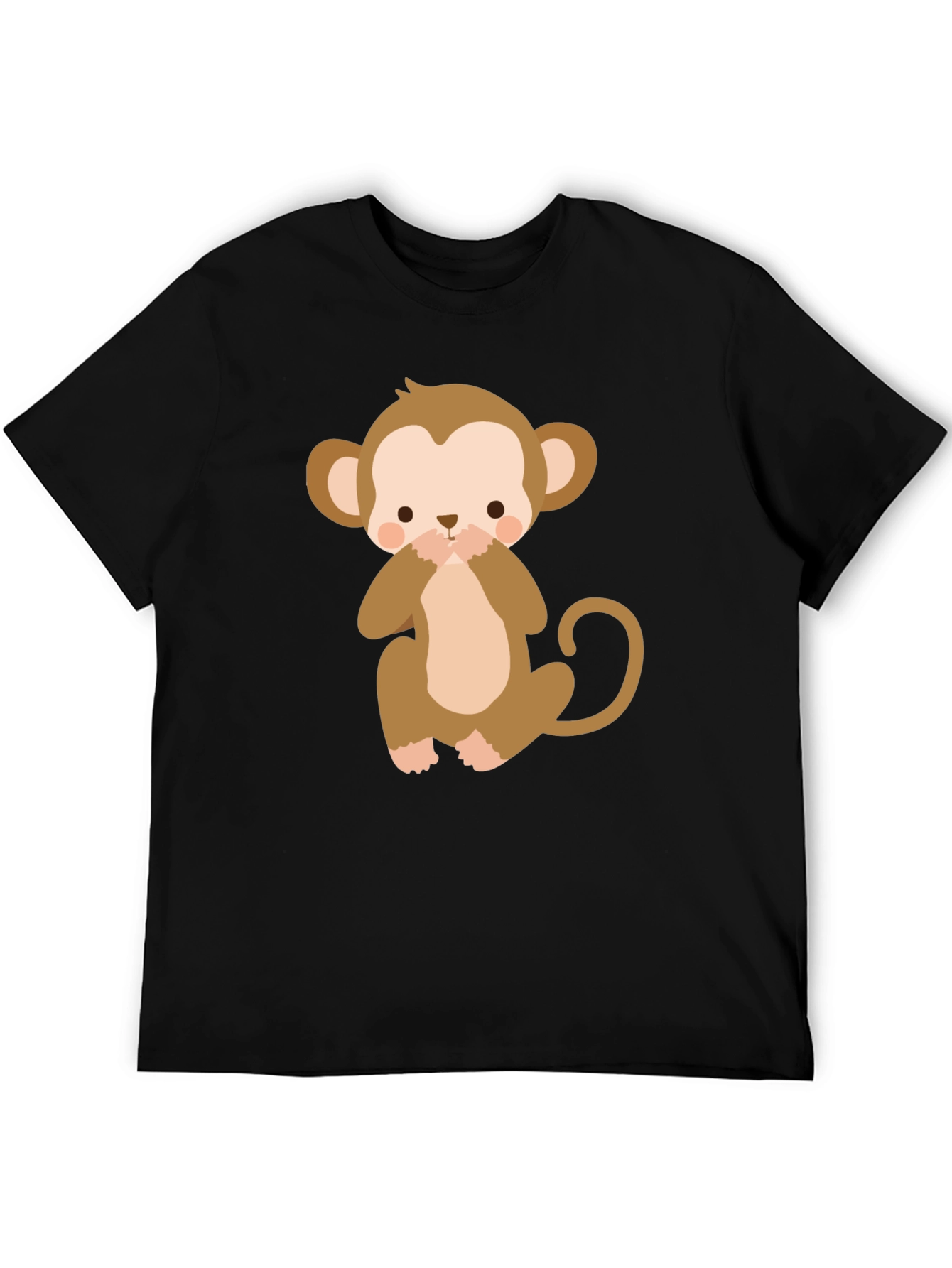 Cute Monkey Graphic Tee - Black Cotton T-Shirt