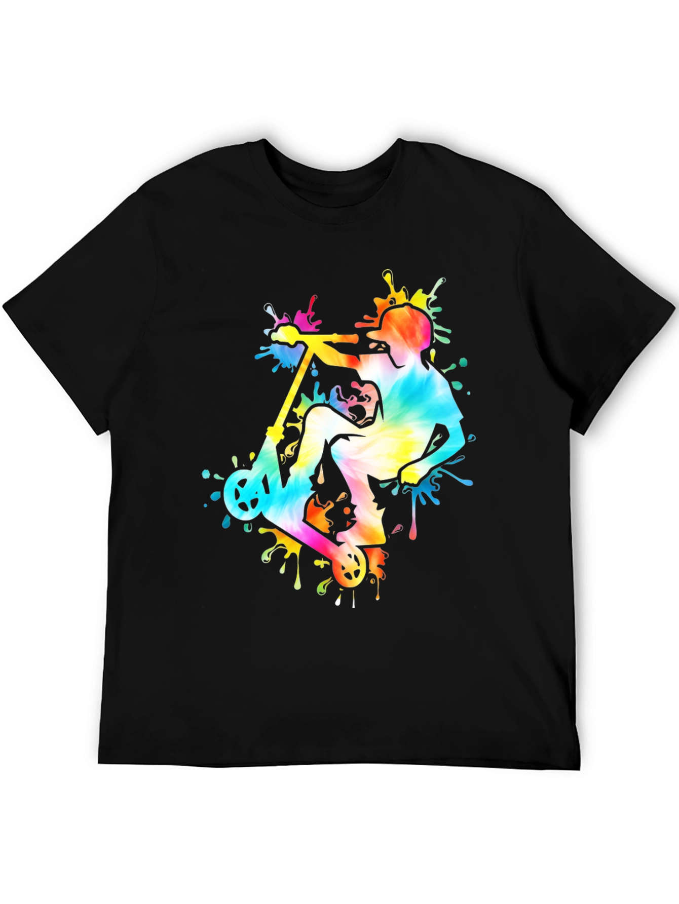 Tie-Dye Scooter Graphic Tee - Black