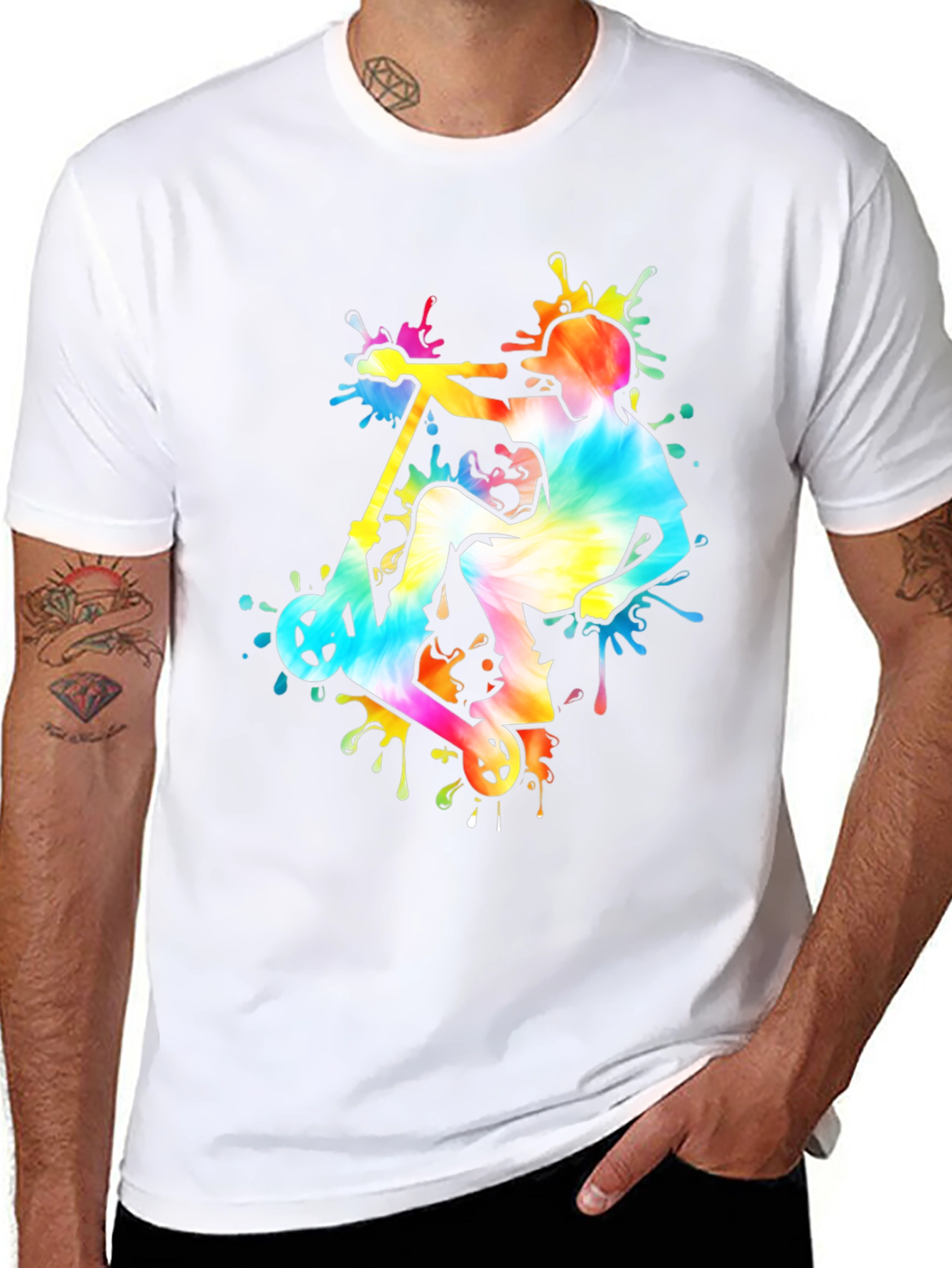 Tie-Dye Scooter Graphic Tee - Black