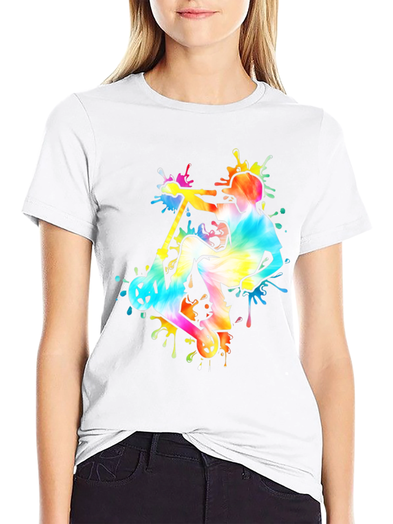 Tie-Dye Scooter Graphic Tee - Black