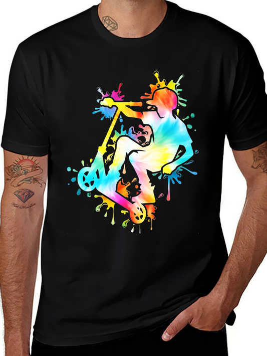 Tie-Dye Scooter Graphic Tee - Black
