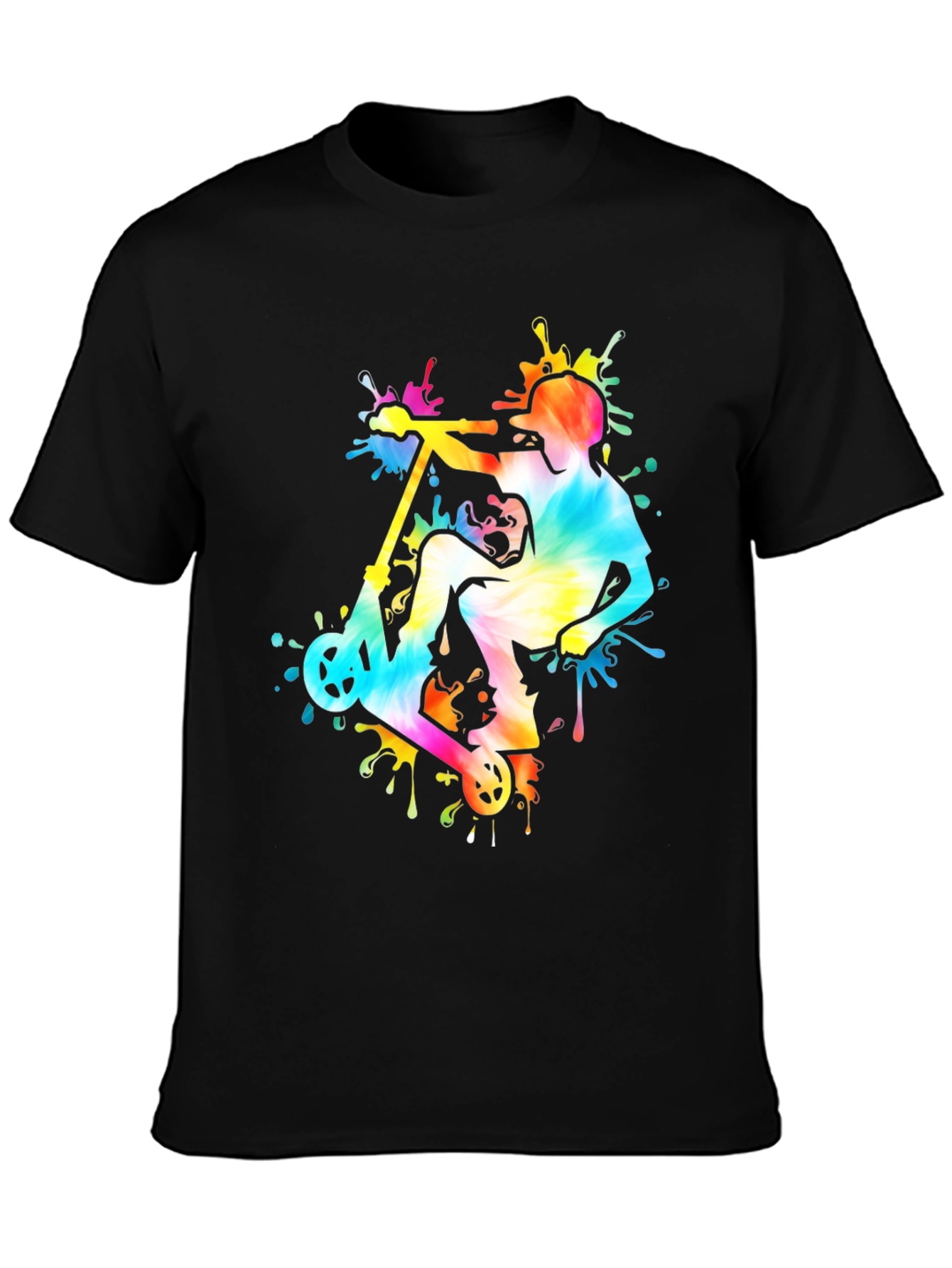 Tie-Dye Scooter Graphic Tee - Black