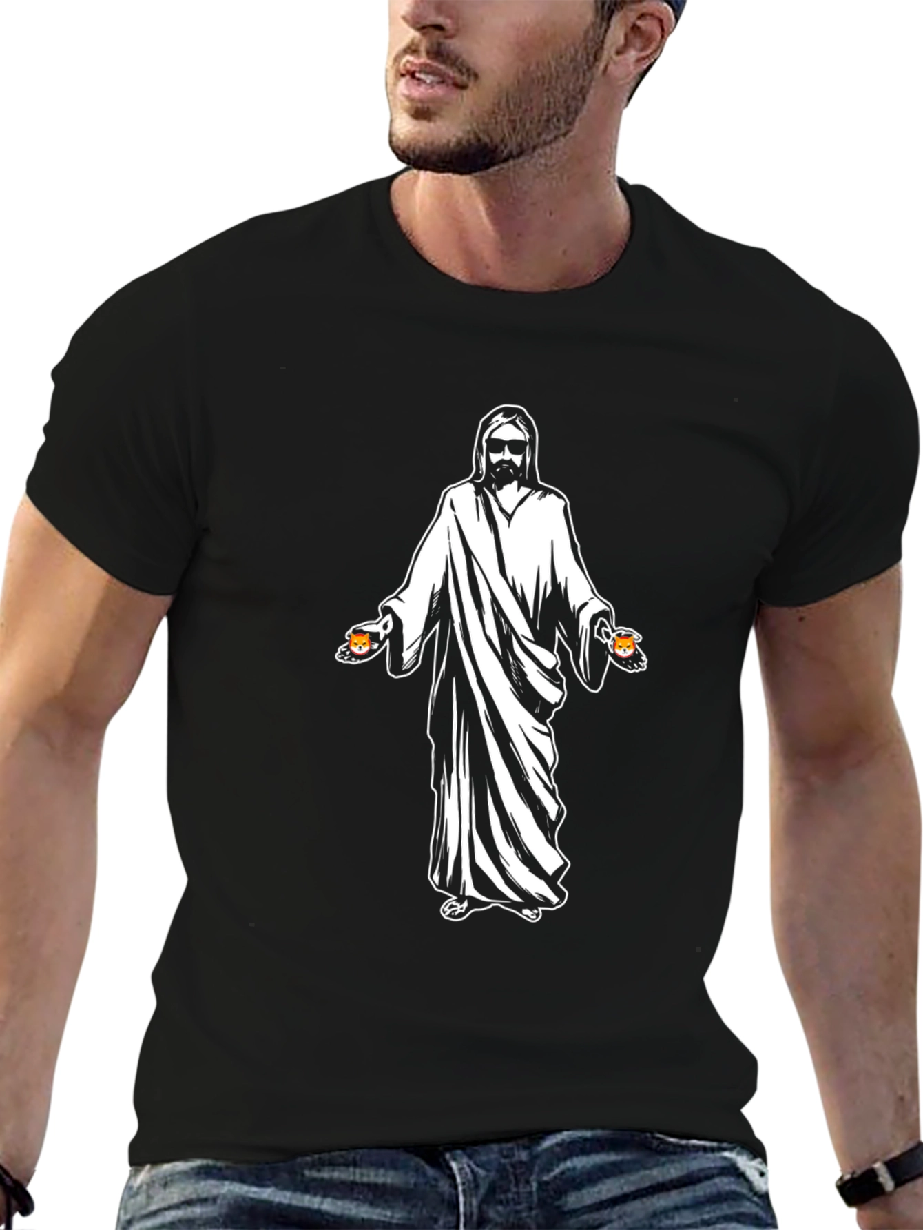 Cool Jesus Beer Graphic Black T-Shirt
