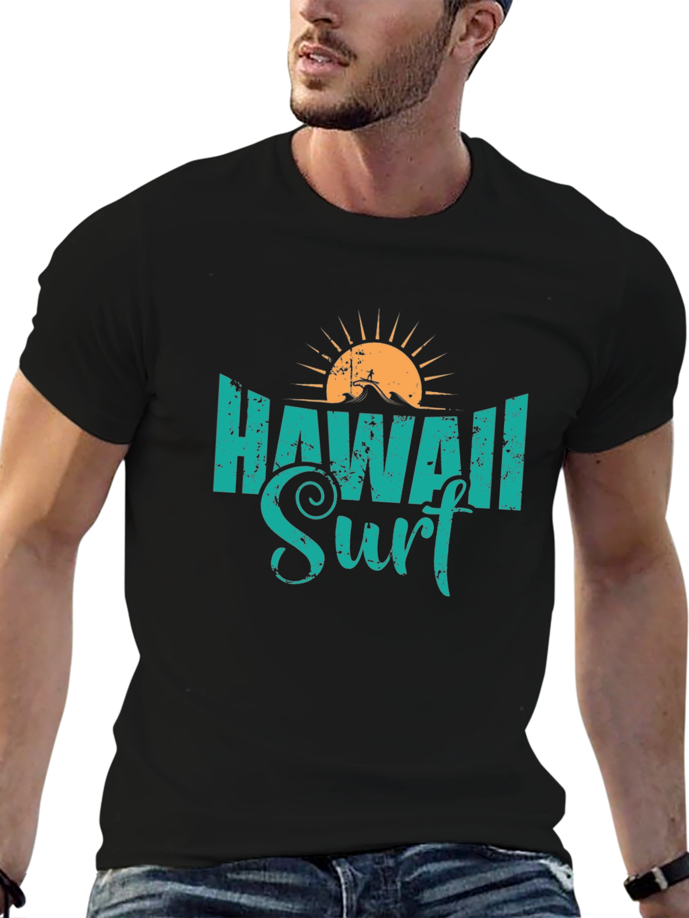 Hawaii Surf Graphic Tee - Black