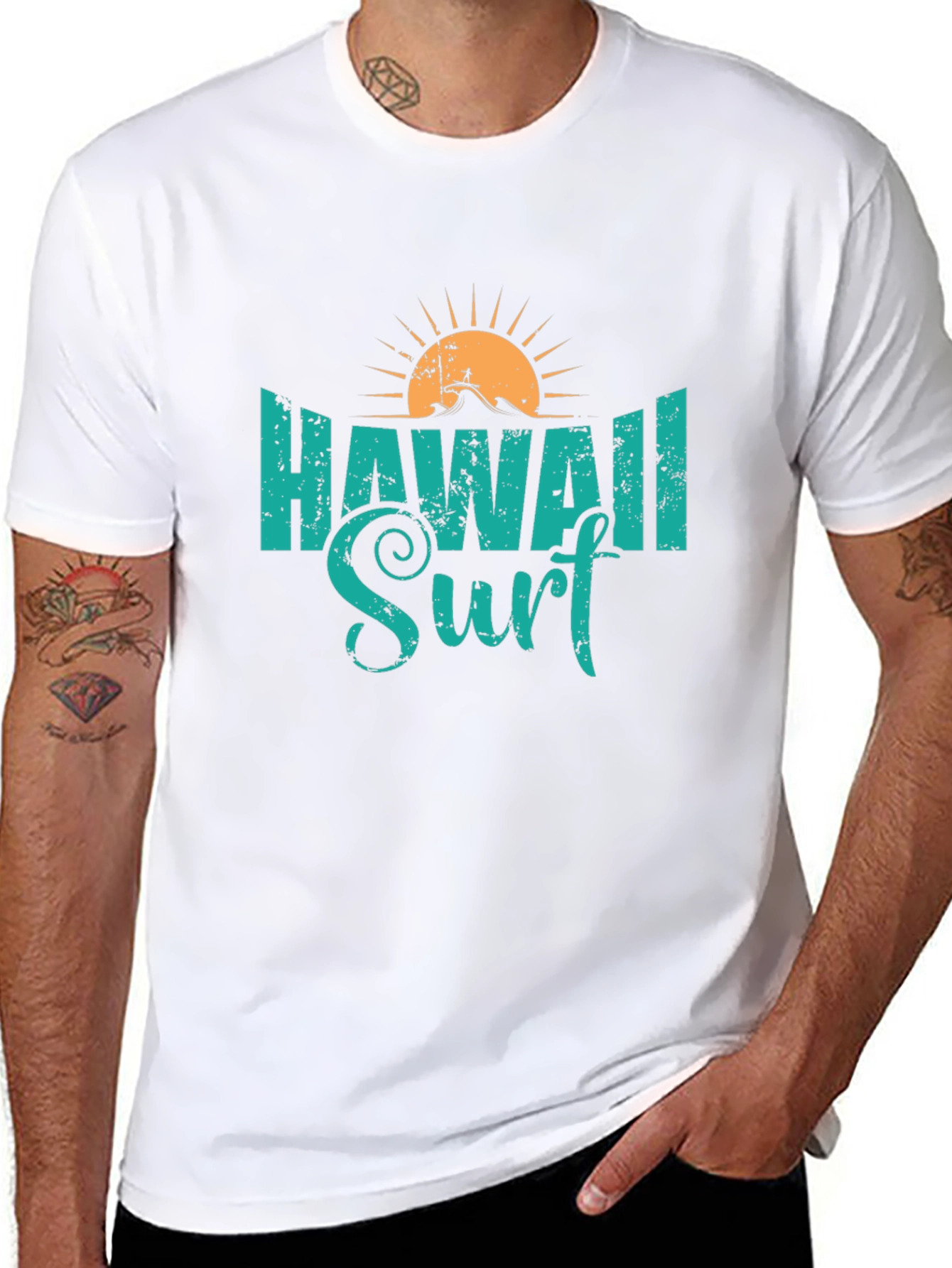 Hawaii Surf Graphic Tee - Black