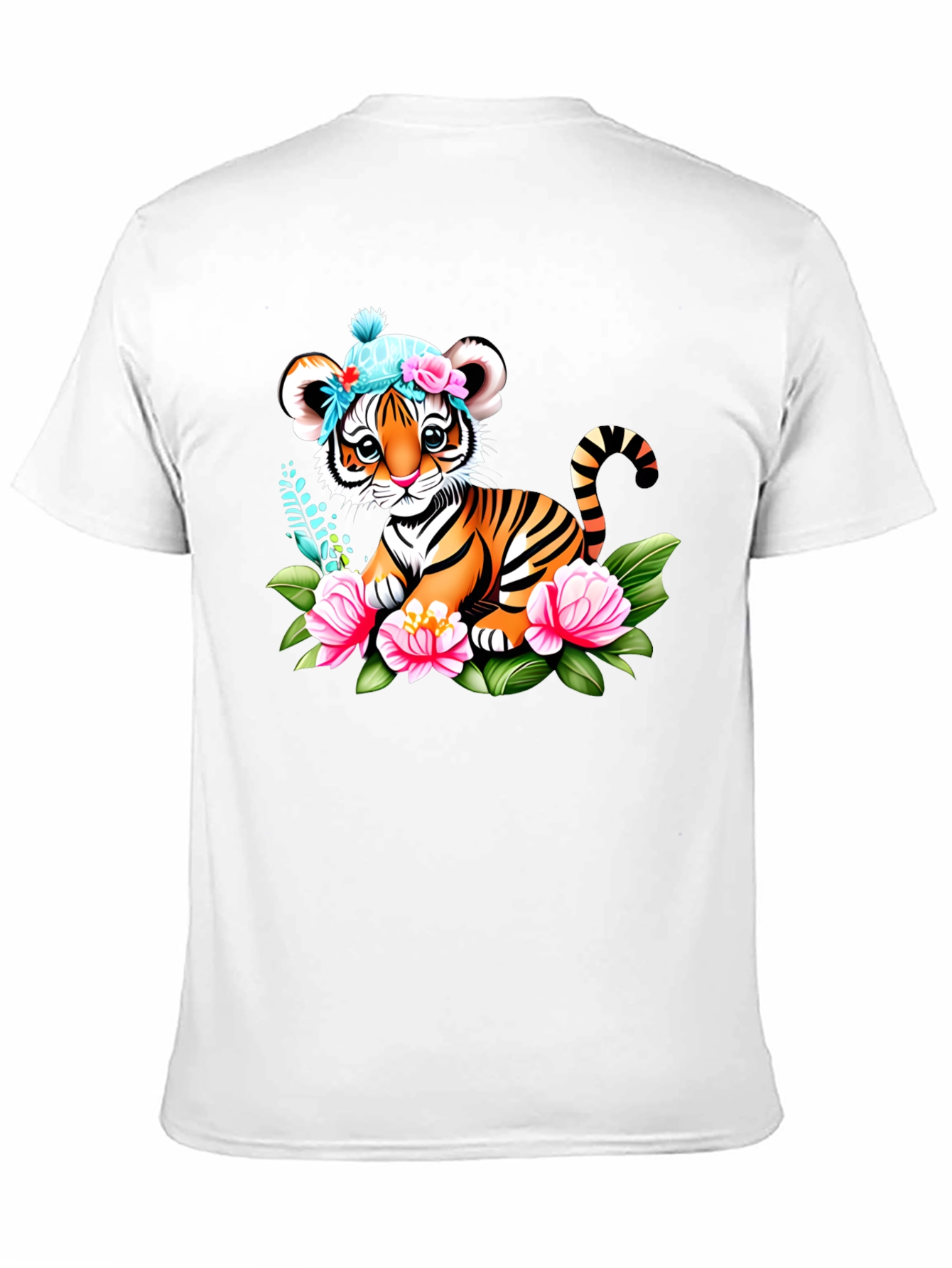 Cute Tiger Cub Floral T-Shirt