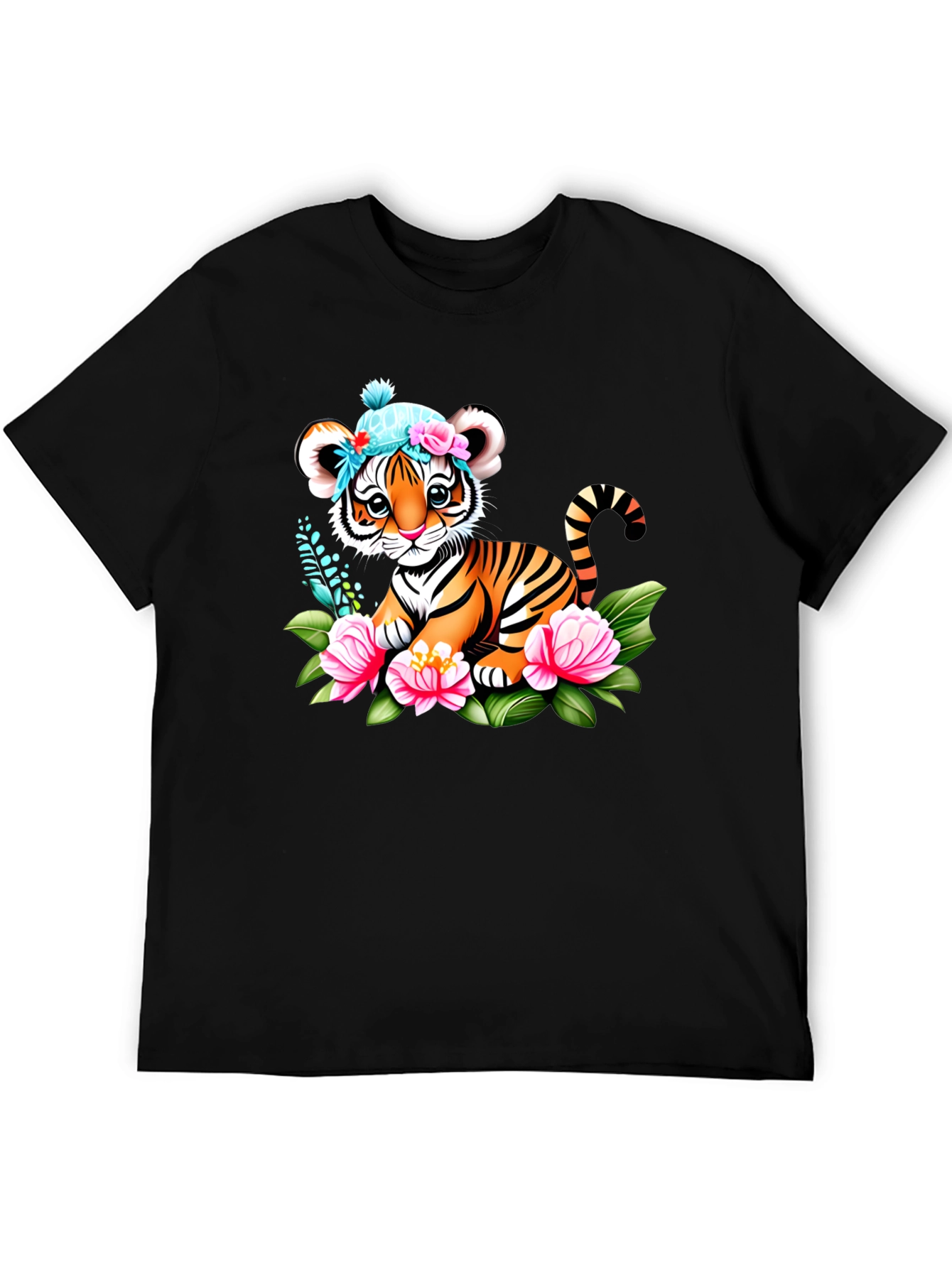 Cute Tiger Cub Floral T-Shirt