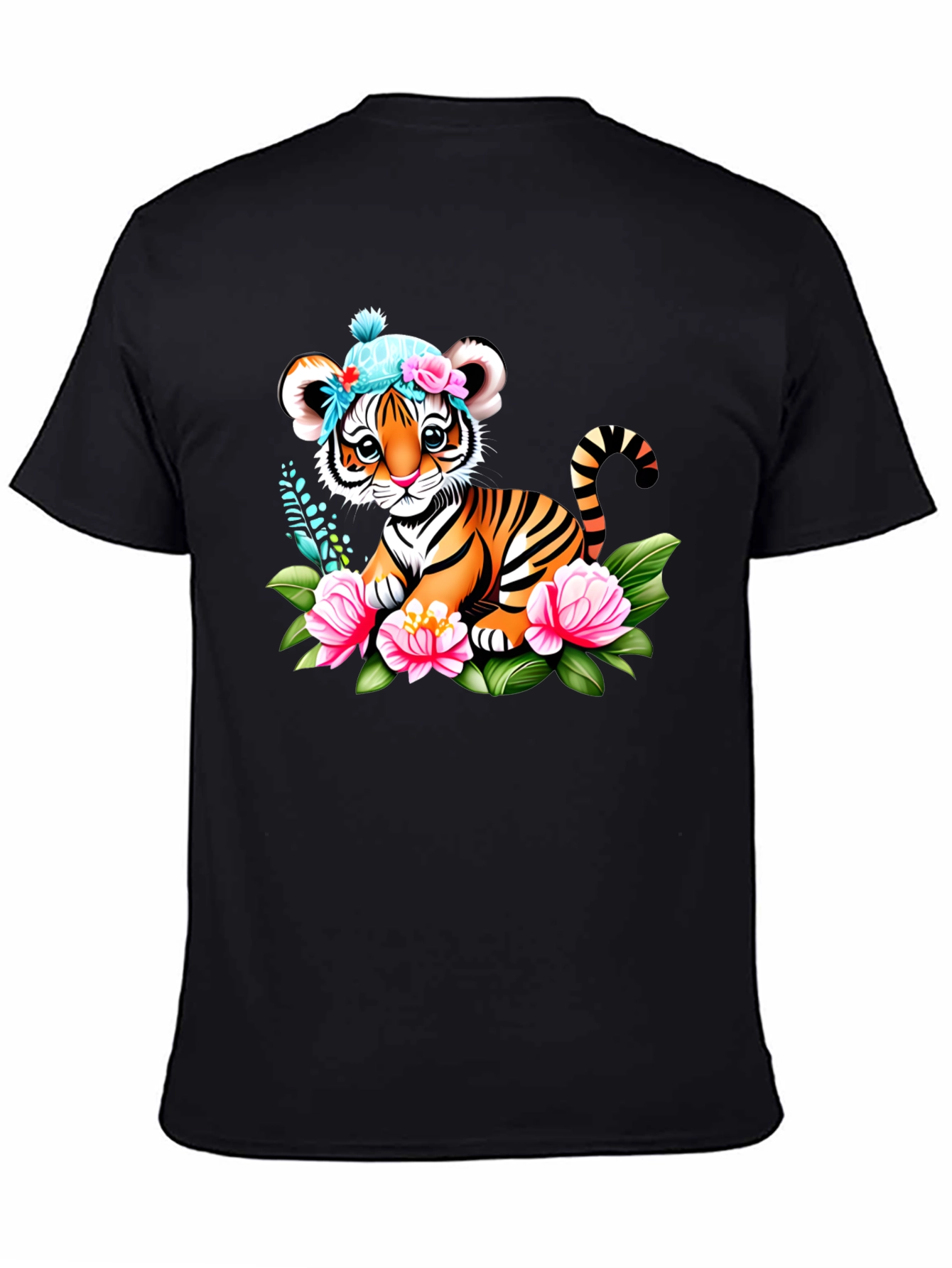 Cute Tiger Cub Floral T-Shirt
