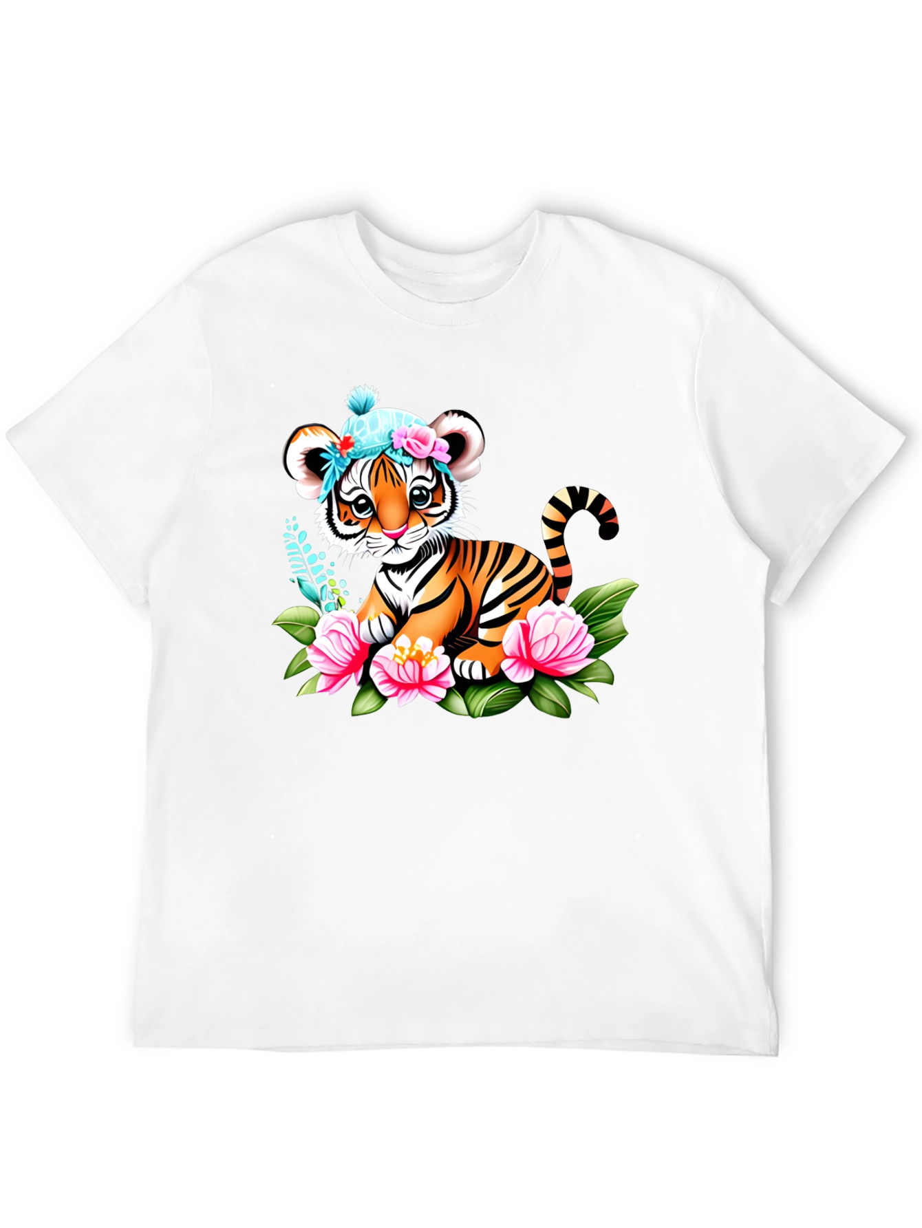 Cute Tiger Cub Floral T-Shirt