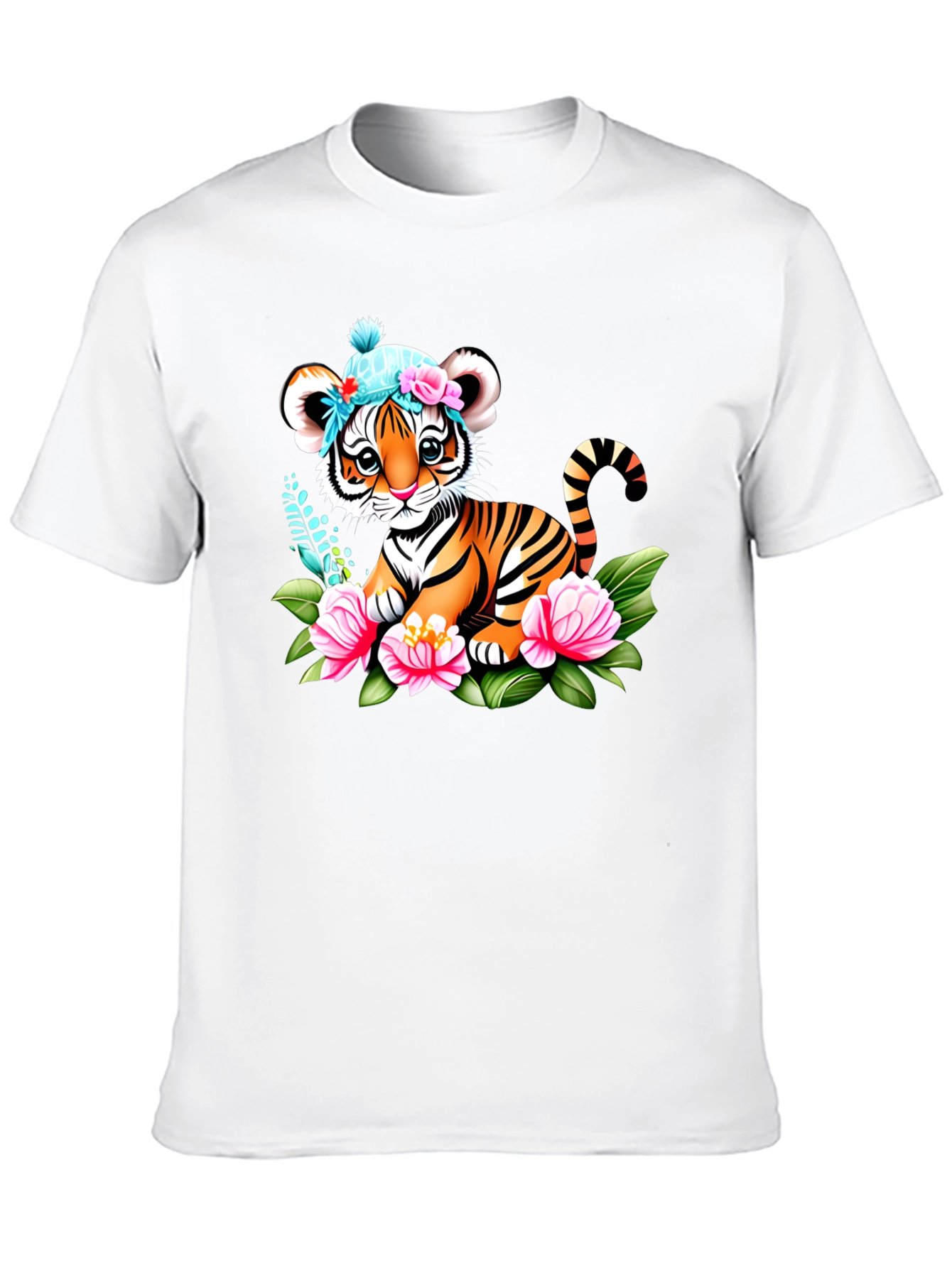 Cute Tiger Cub Floral T-Shirt