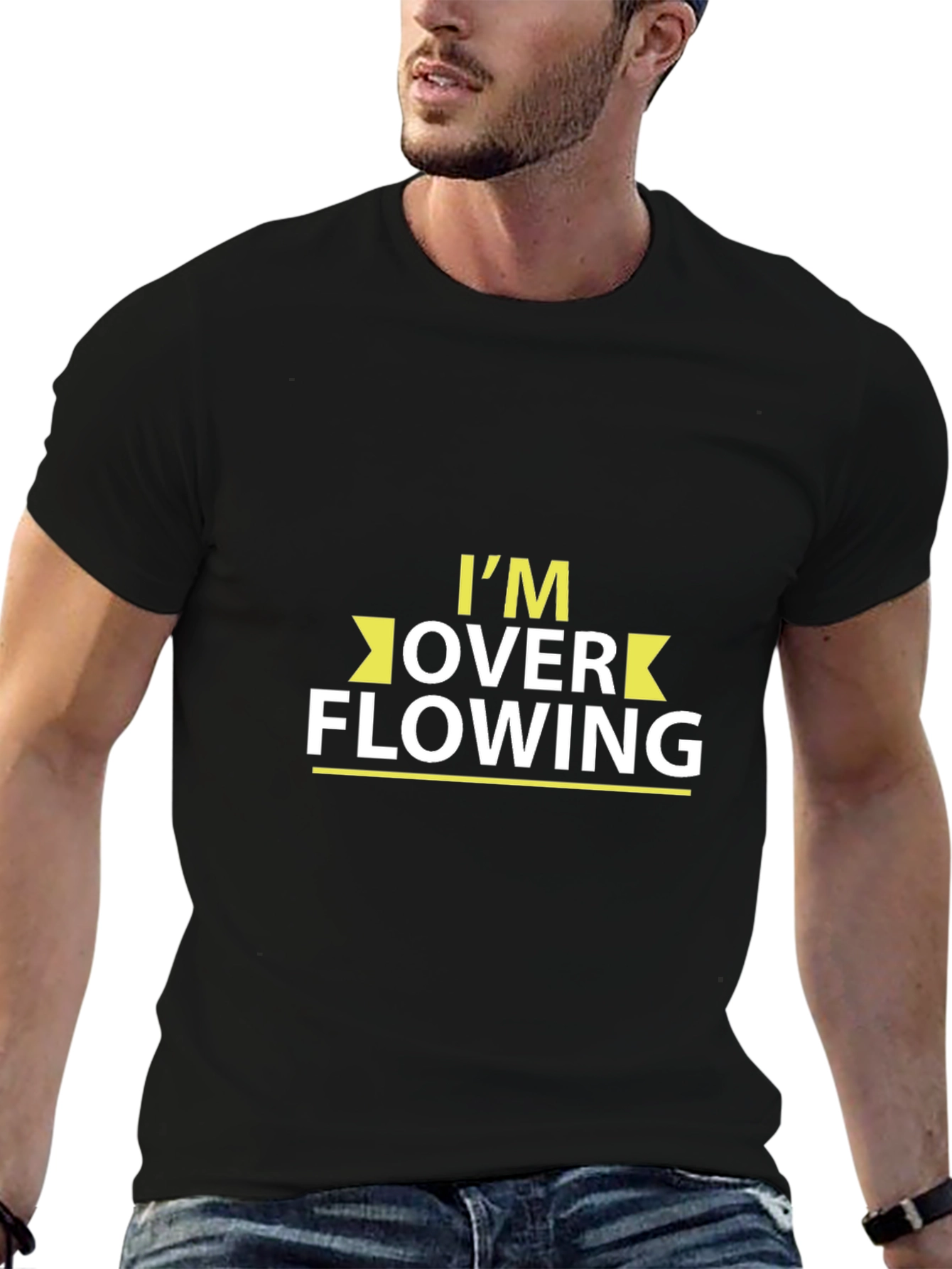 Overflowing Tee: Black Cotton Blend T-Shirt