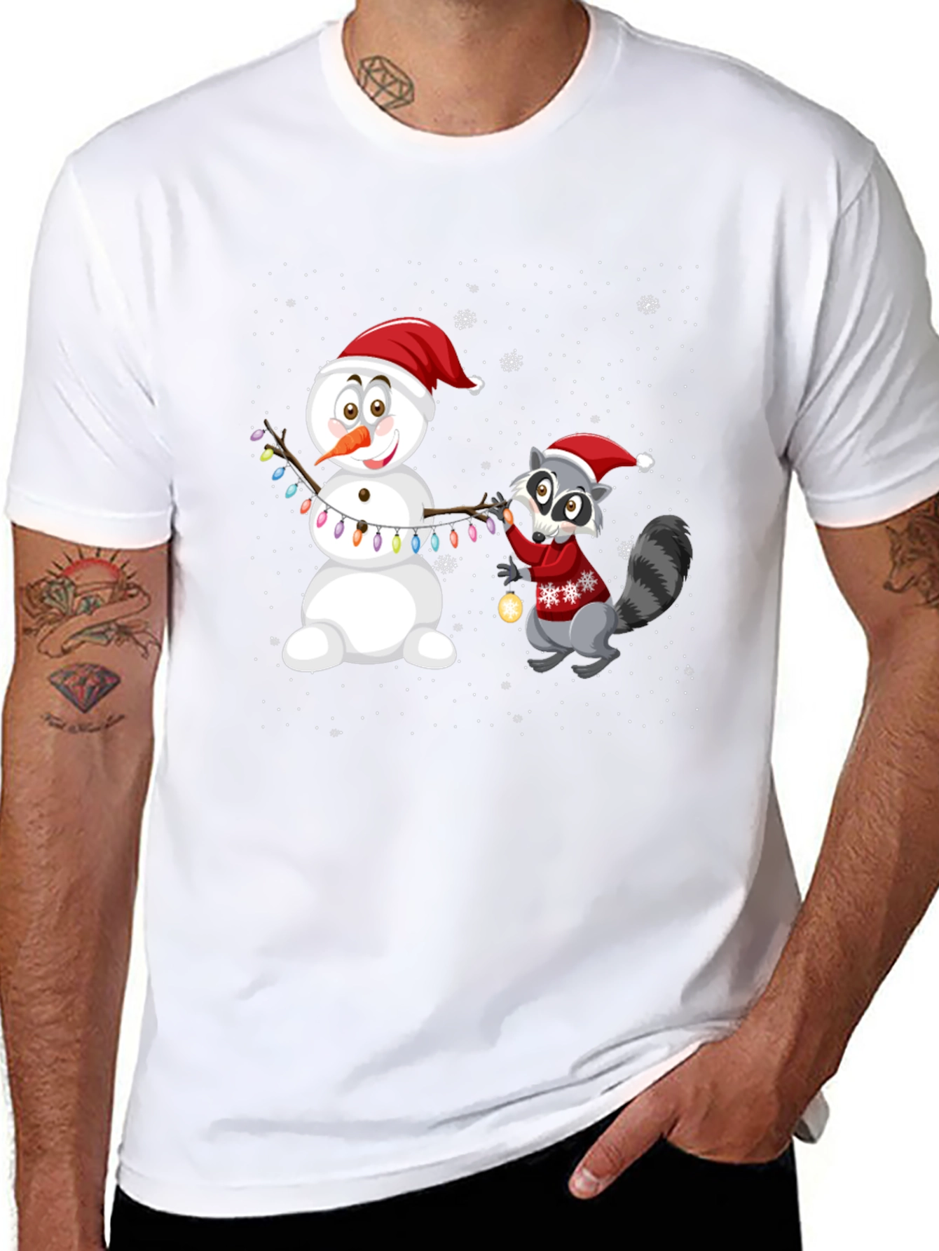 Holiday Snowman & Raccoon Graphic Tee