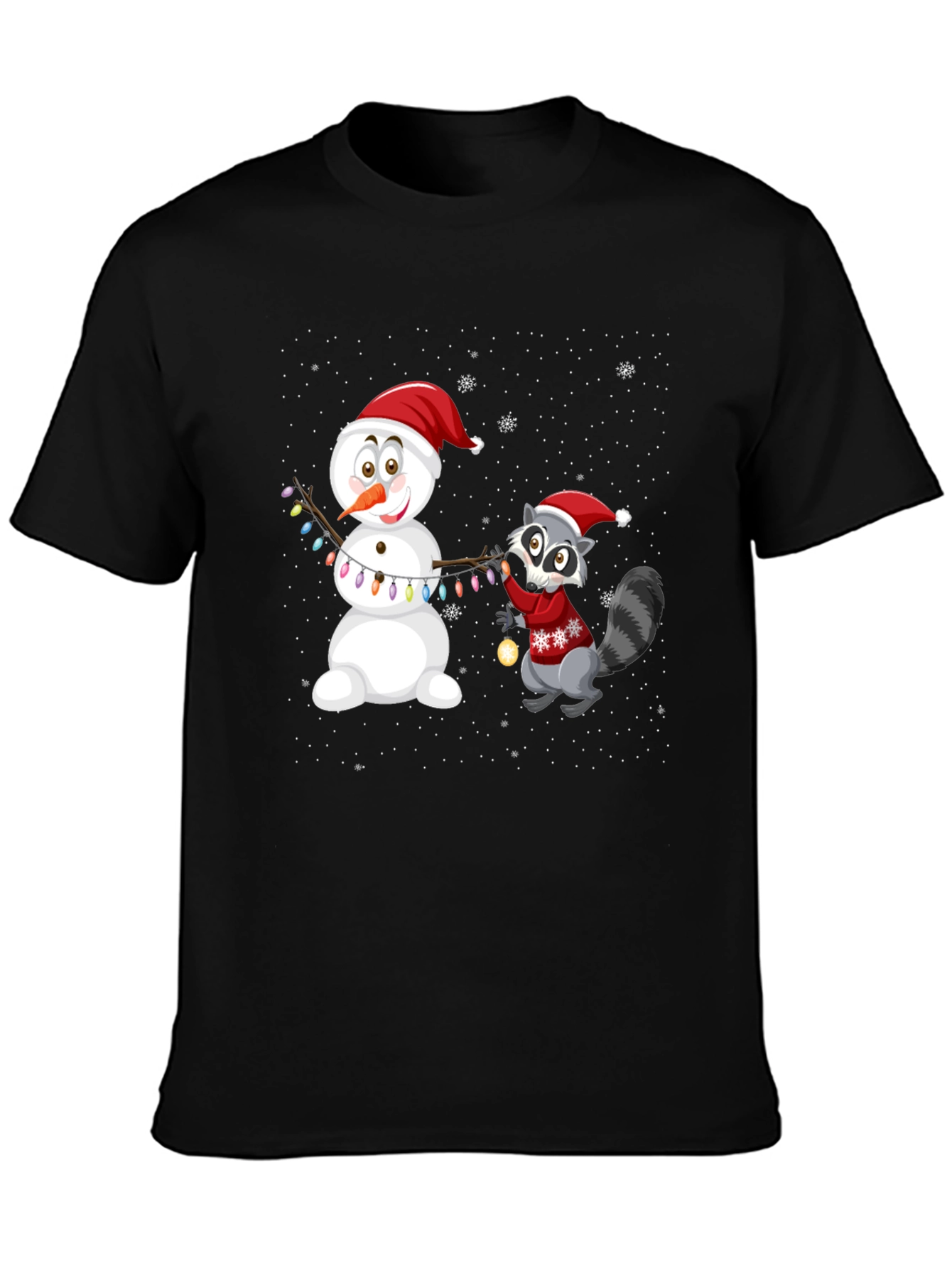 Holiday Snowman & Raccoon Graphic Tee