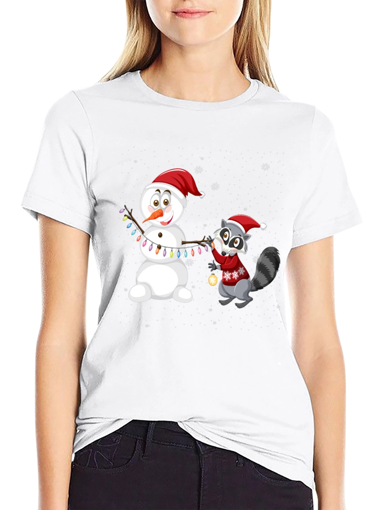 Holiday Snowman & Raccoon Graphic Tee