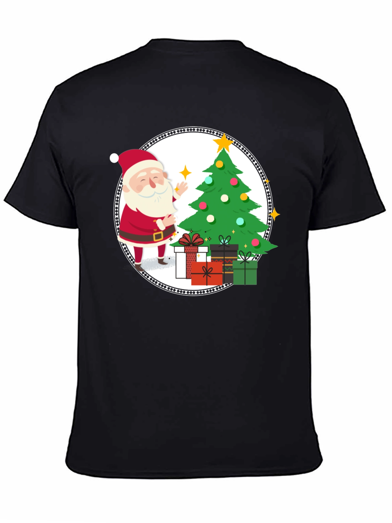 Festive Santa Christmas Tree Graphic Tee