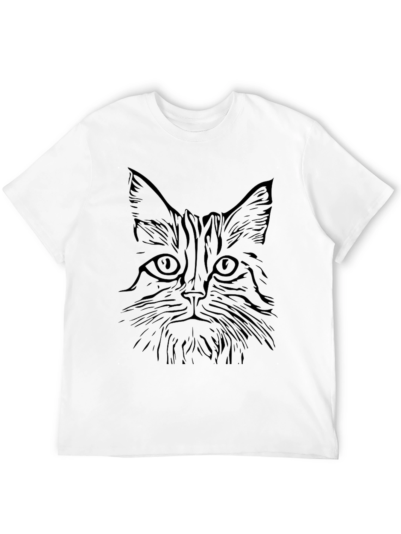 Black Cat Face Graphic T-Shirt