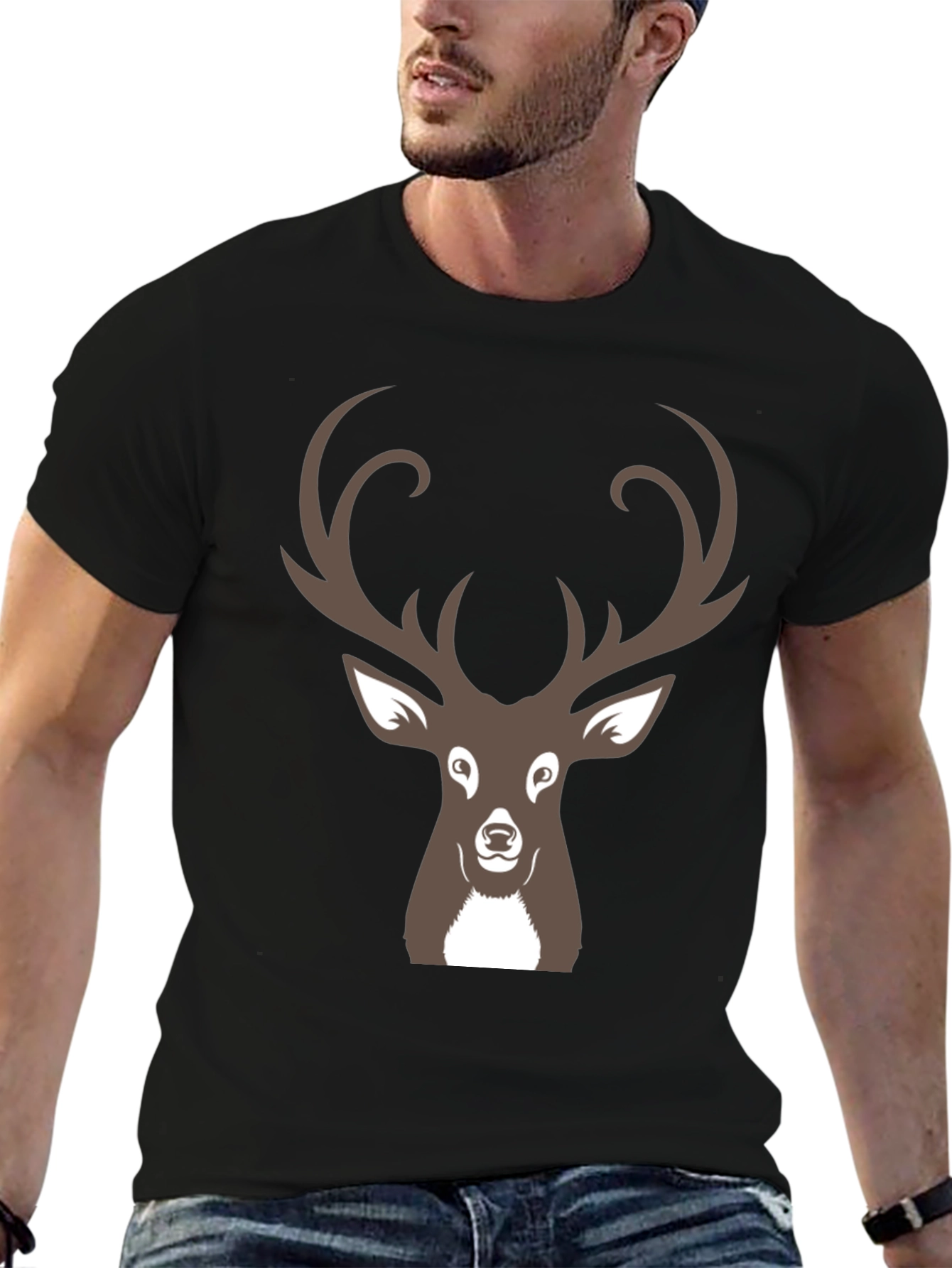 Deer Graphic Black T-Shirt