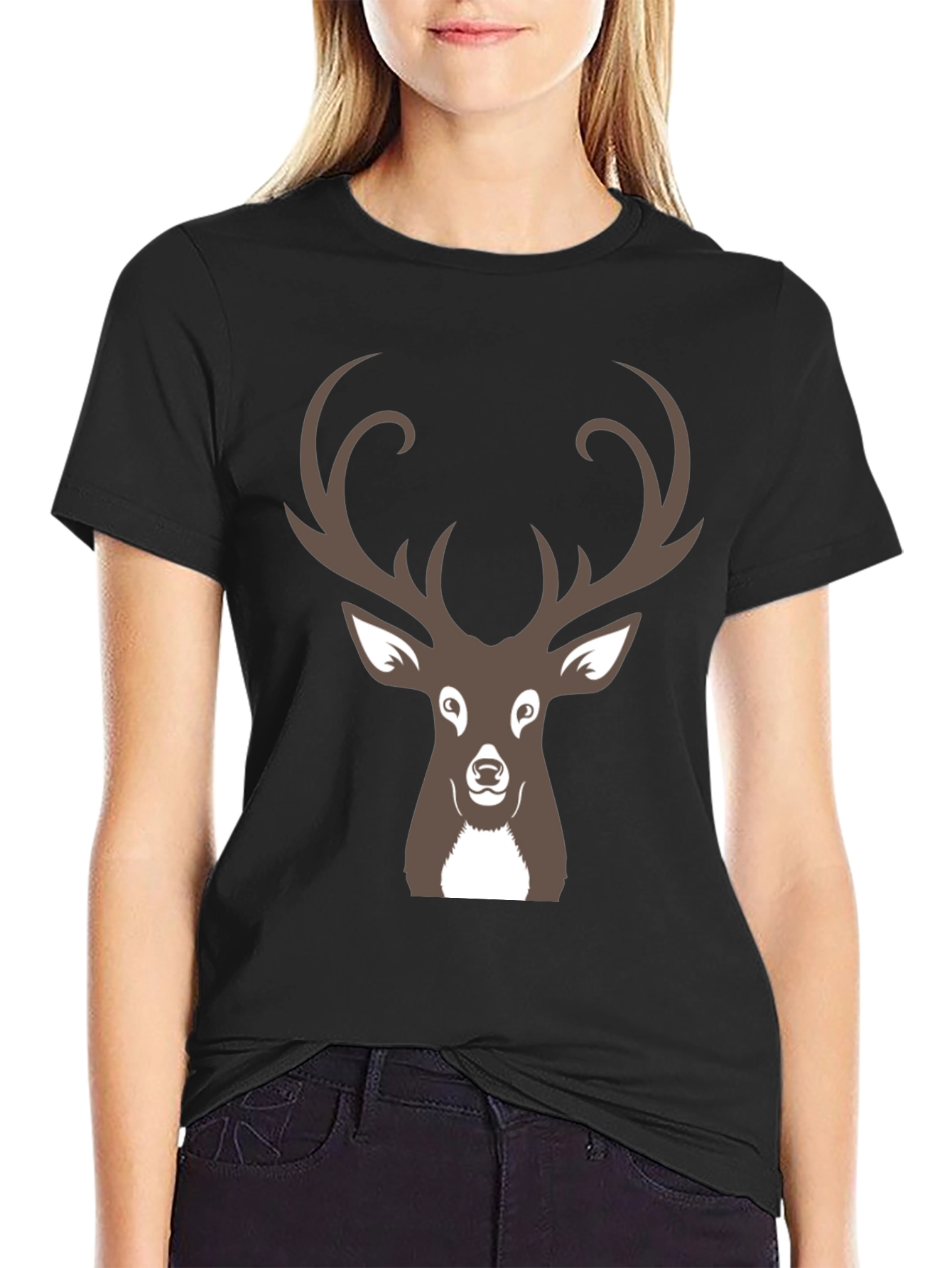Deer Graphic Black T-Shirt