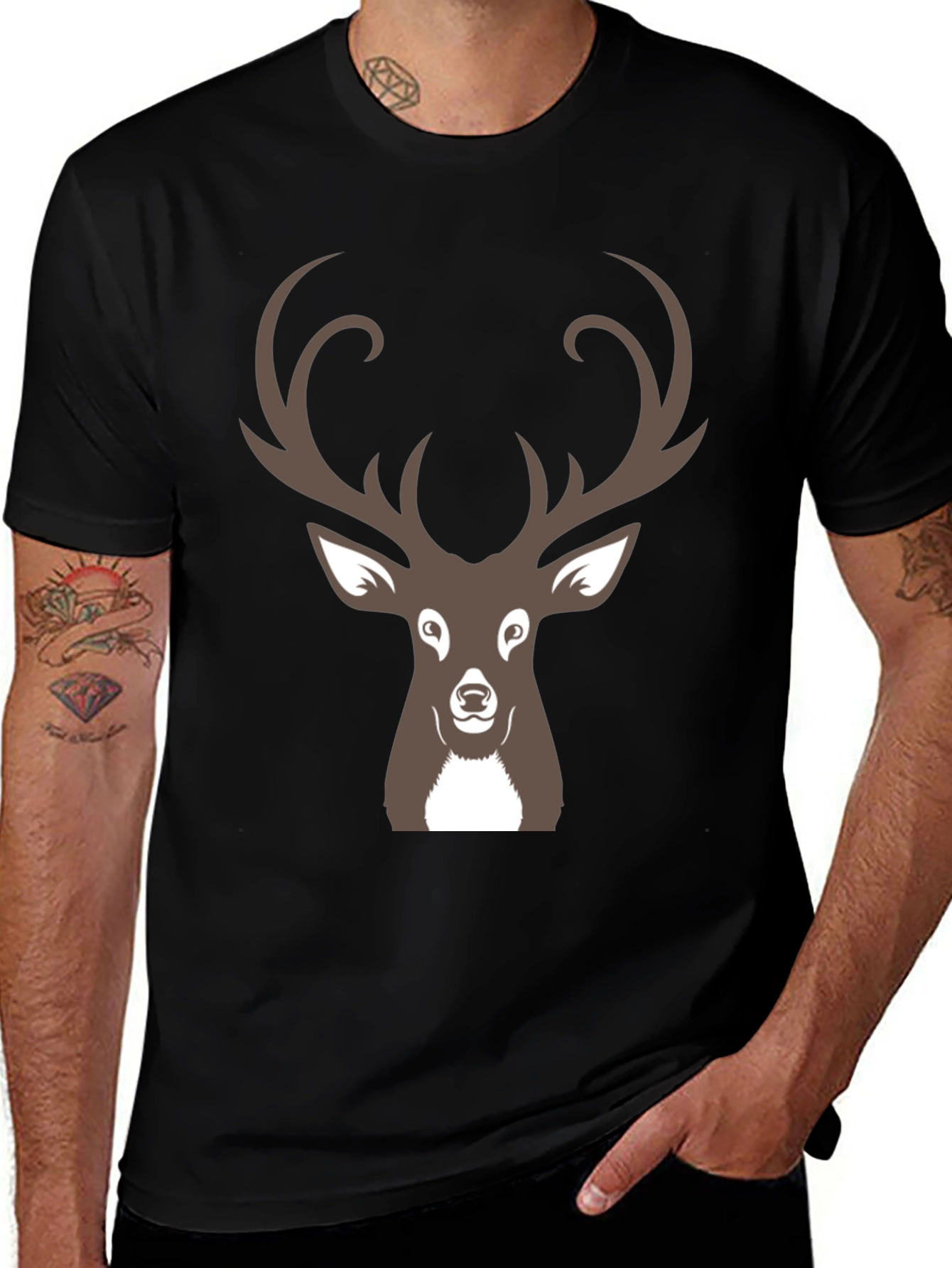 Deer Graphic Black T-Shirt