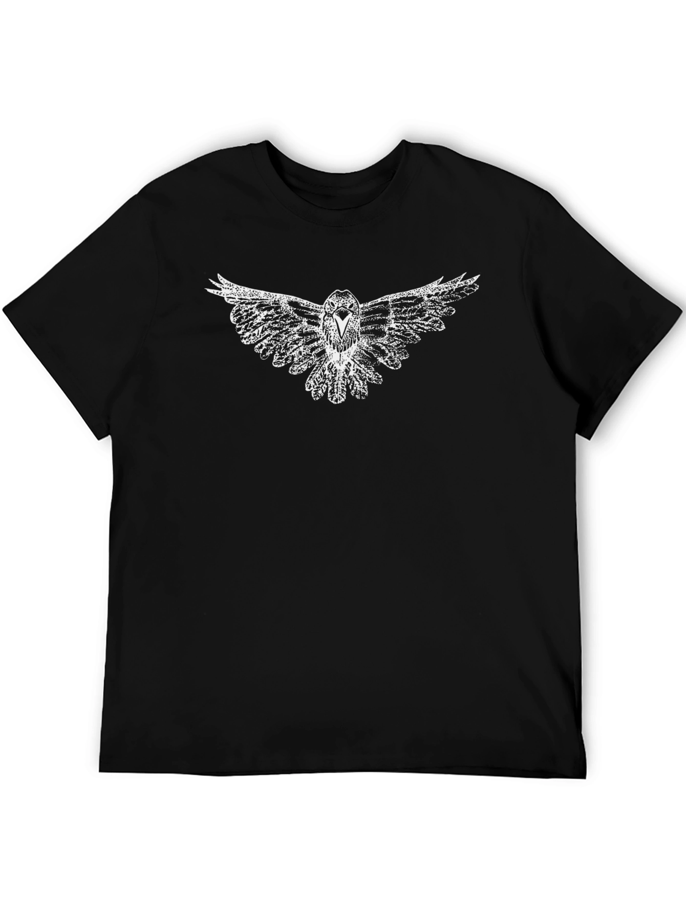 Black T-Shirt with Graphic Bird Design