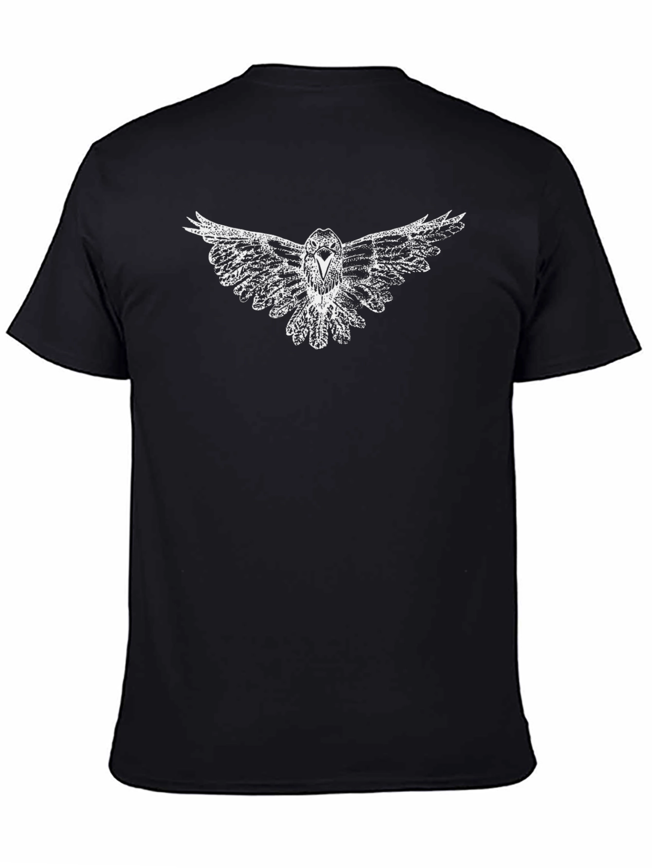 Black T-Shirt with Graphic Bird Design