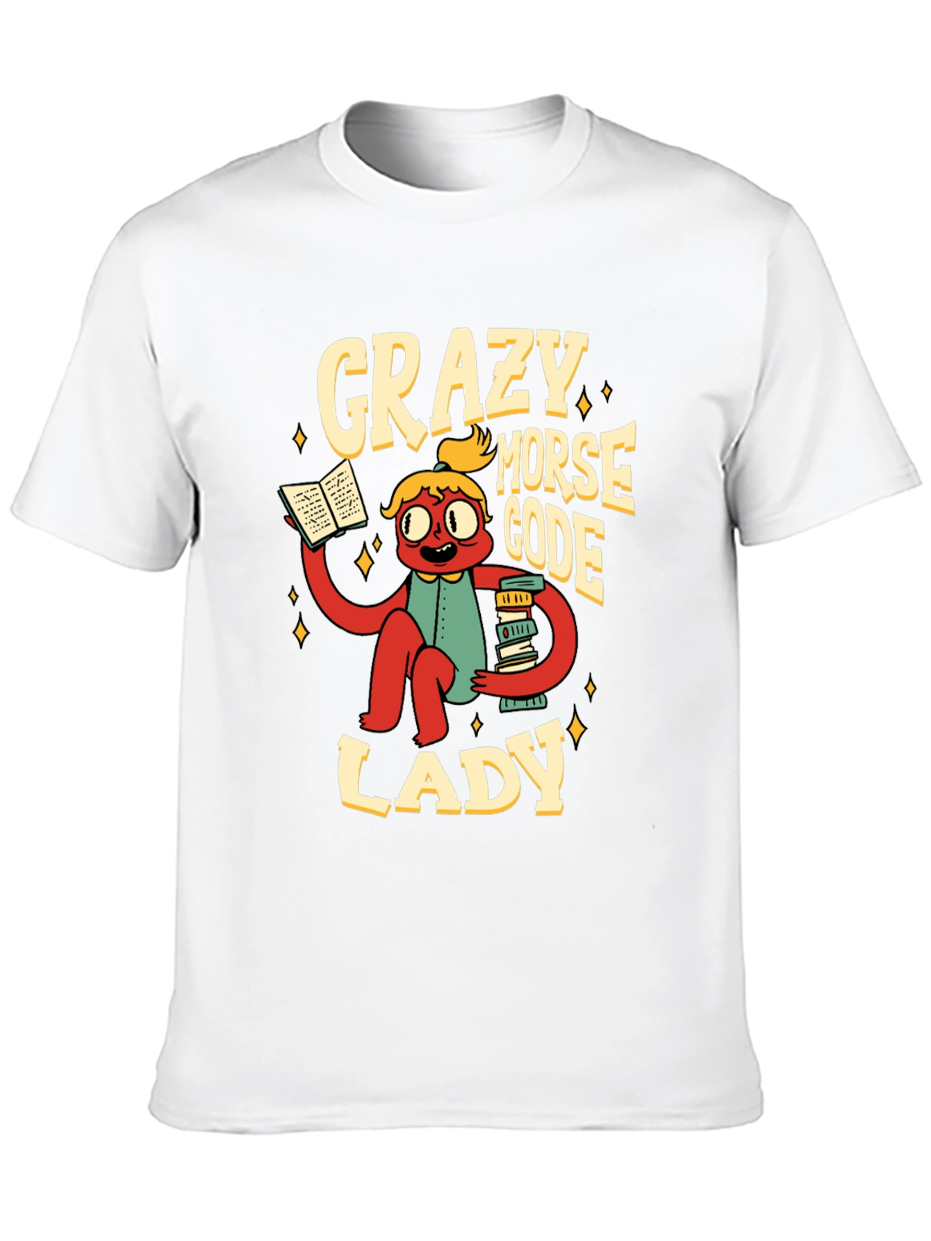 Crazy Morse Code Lady Graphic T-Shirt