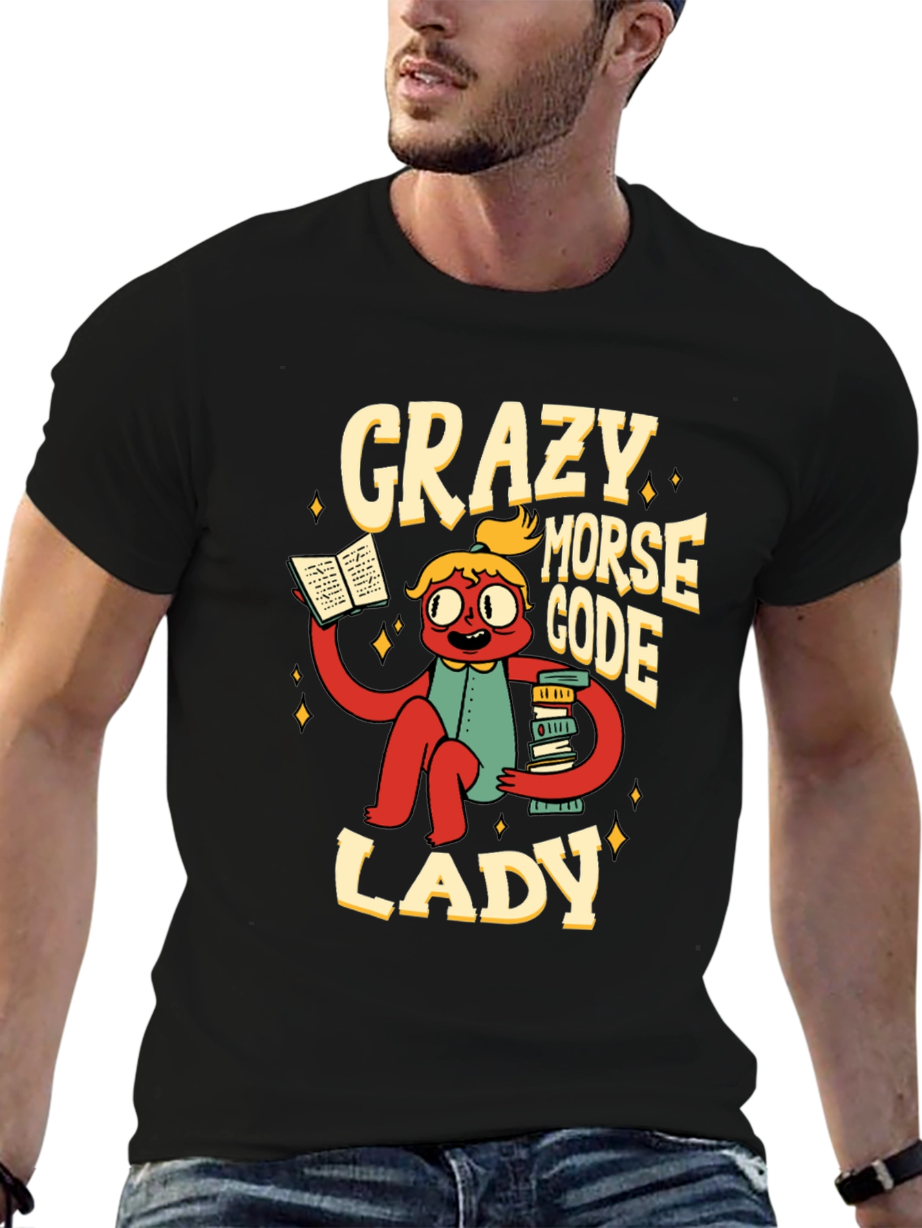 Crazy Morse Code Lady Graphic T-Shirt