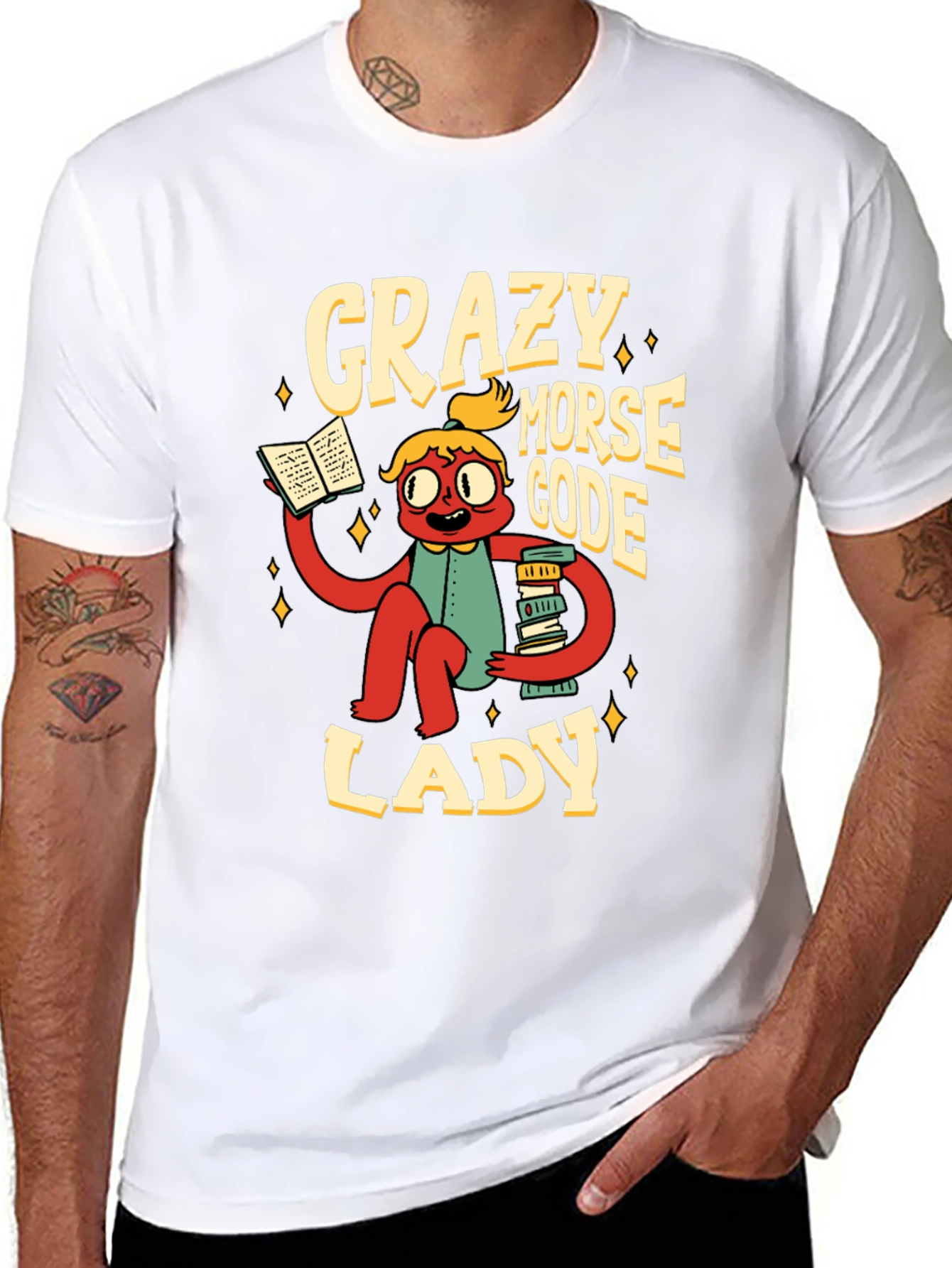 Crazy Morse Code Lady Graphic T-Shirt
