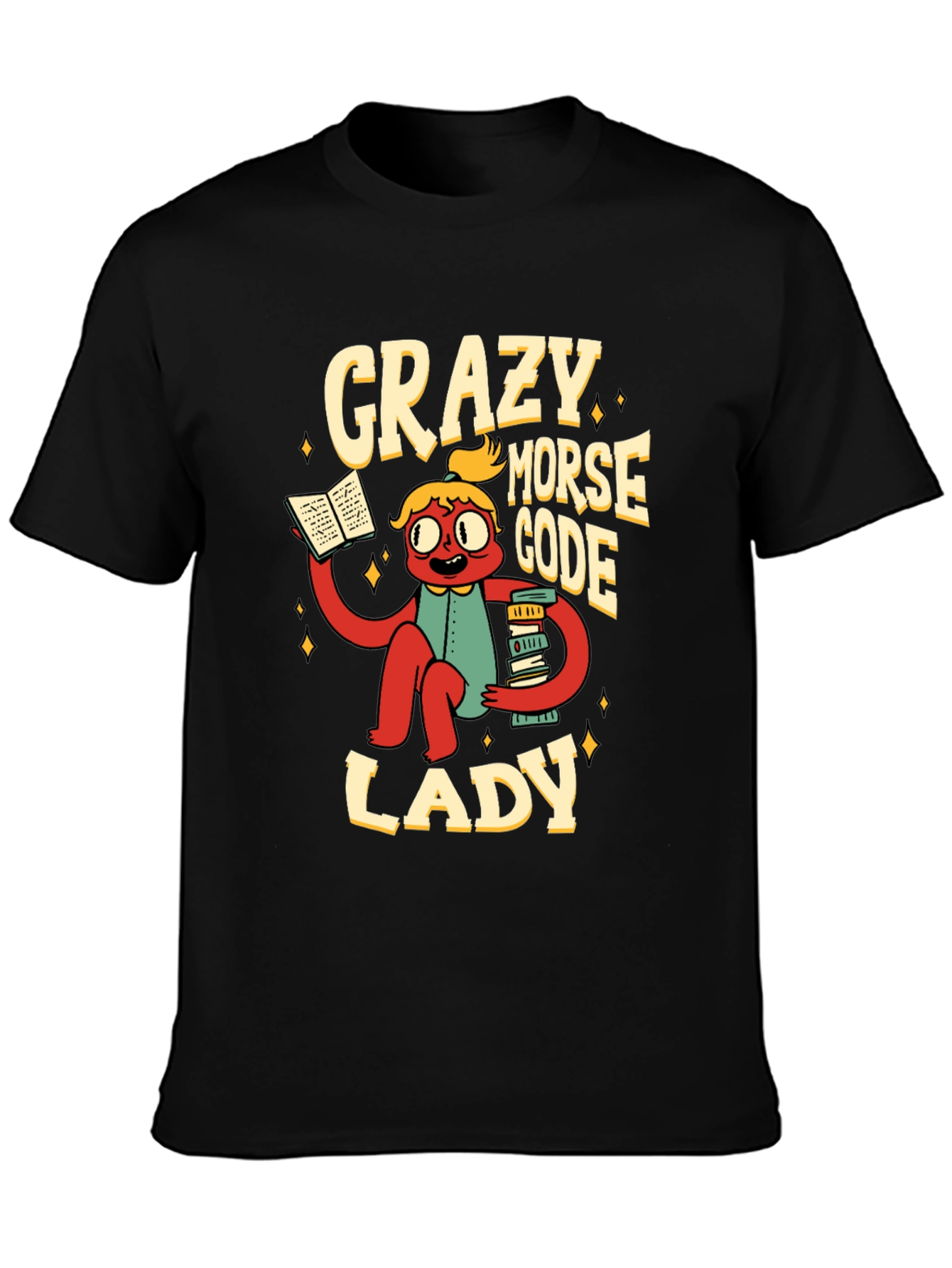 Crazy Morse Code Lady Graphic T-Shirt