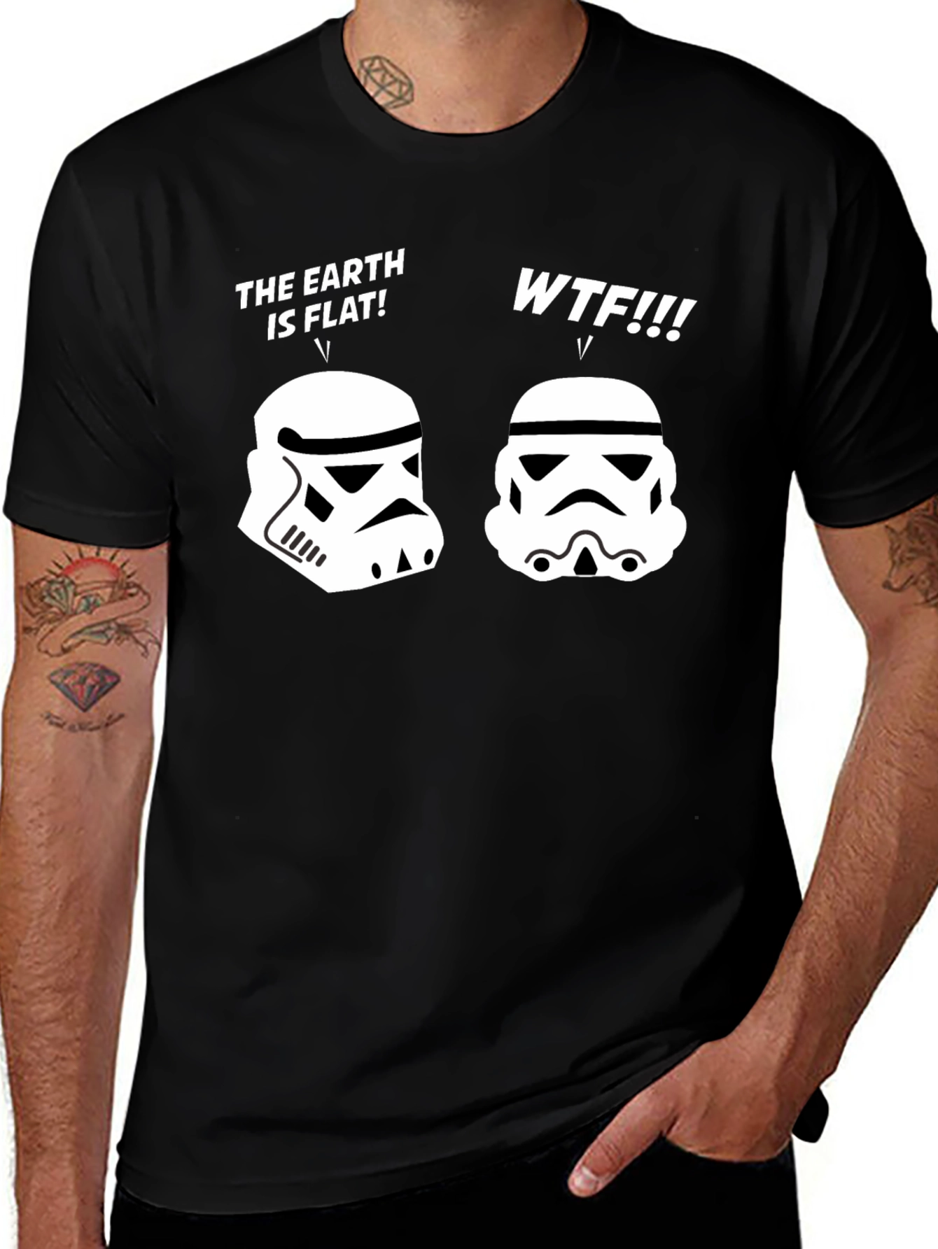 Flat Earth Stormtrooper Humor Tee